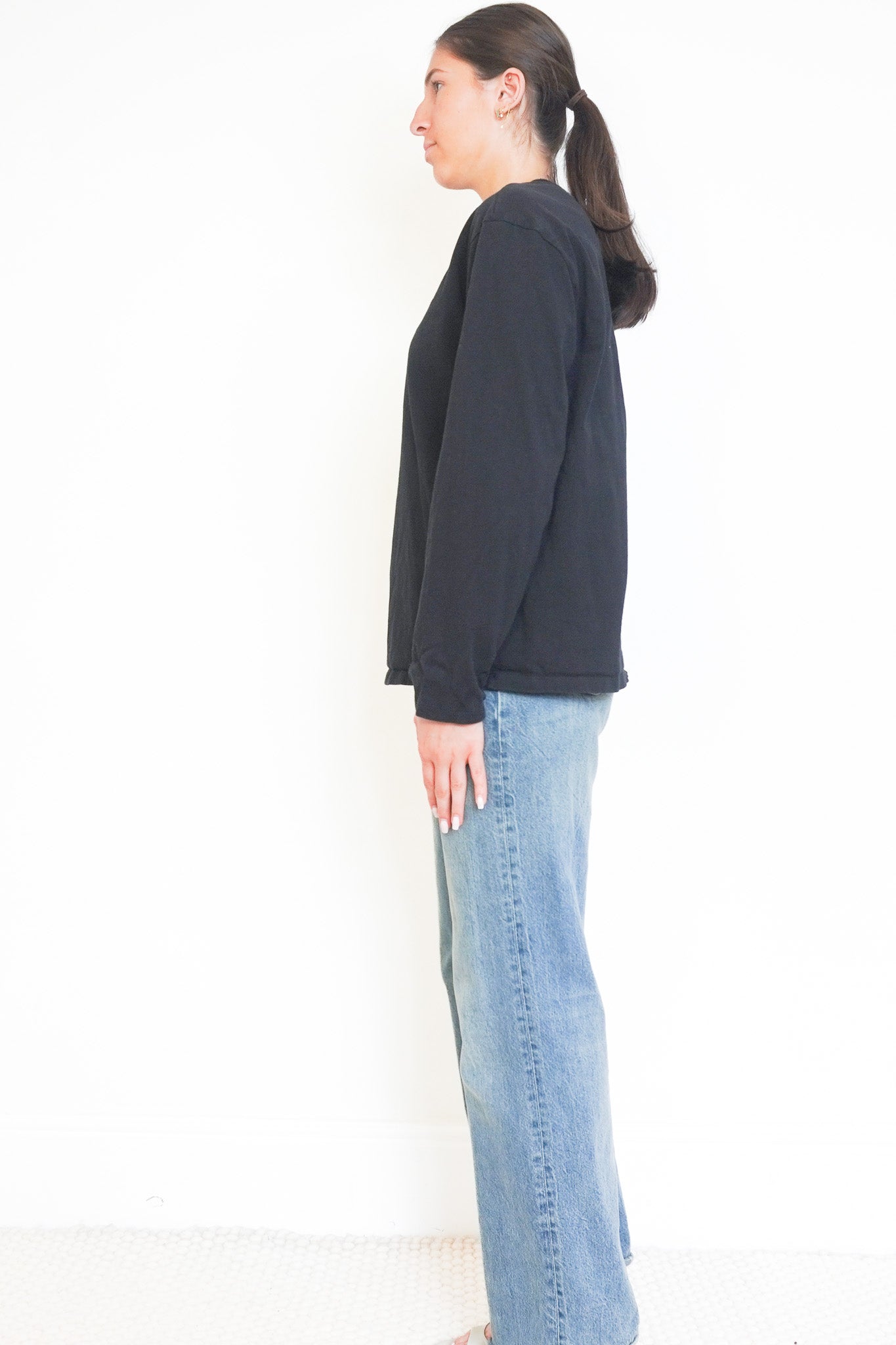 Side image Prada Cotton Logo Long Sleeve Top