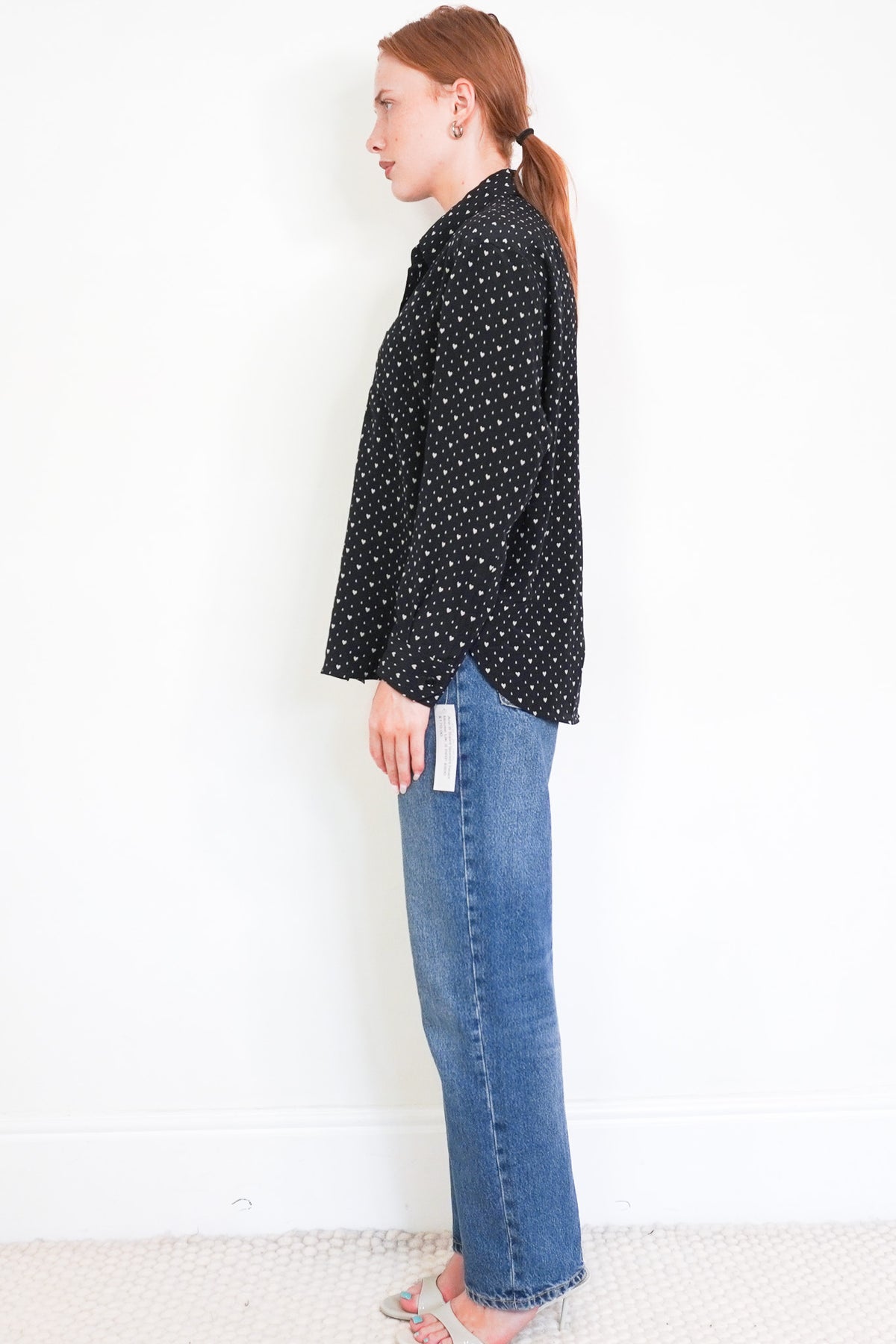 Side image Saint Laurent Heart Print Silk Blouse