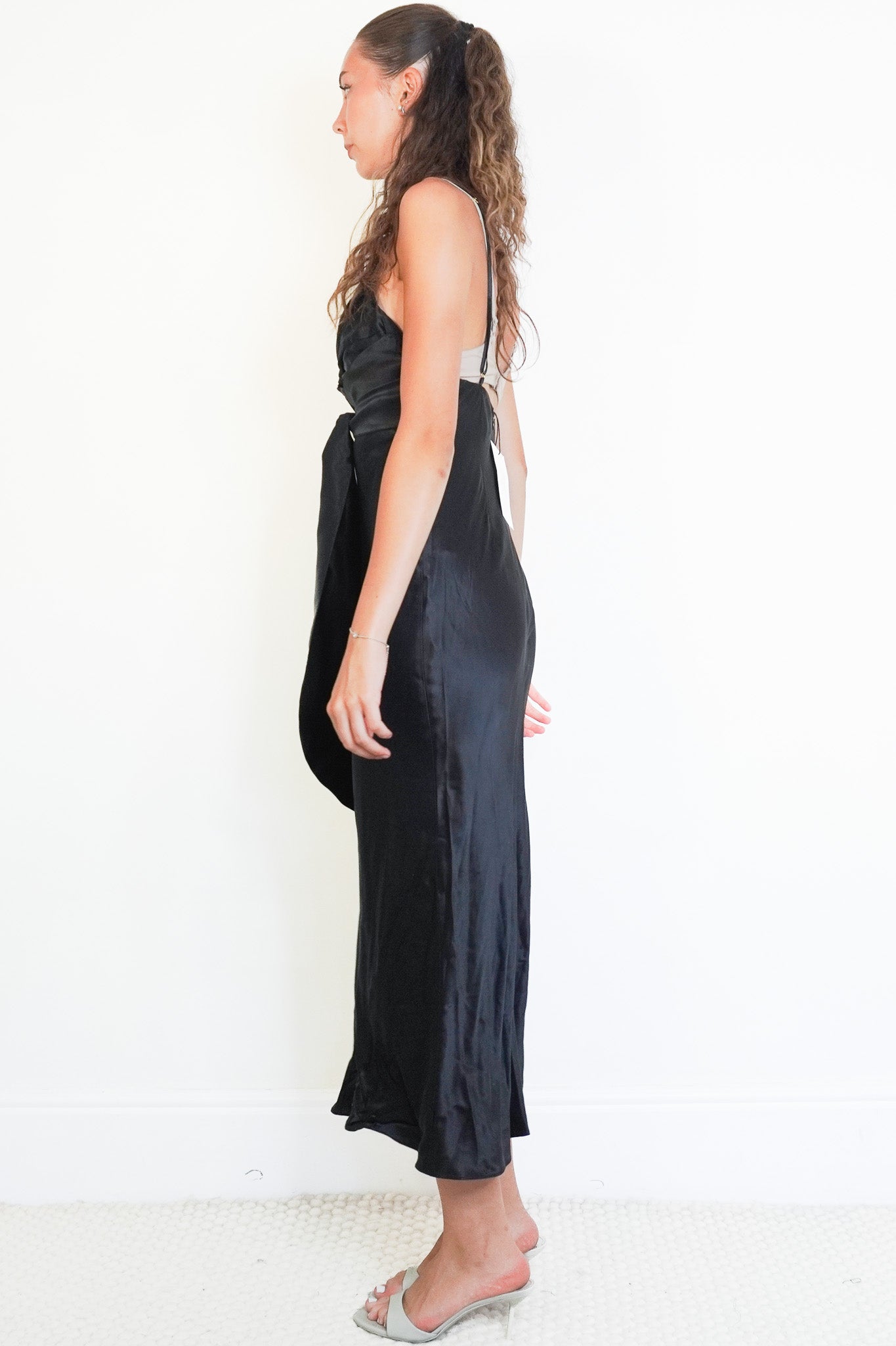 TOVE Sofia Black Silk Satin Twist-Front Evening Dress (RRP £262) | Authentic & Preloved - Reloved Again