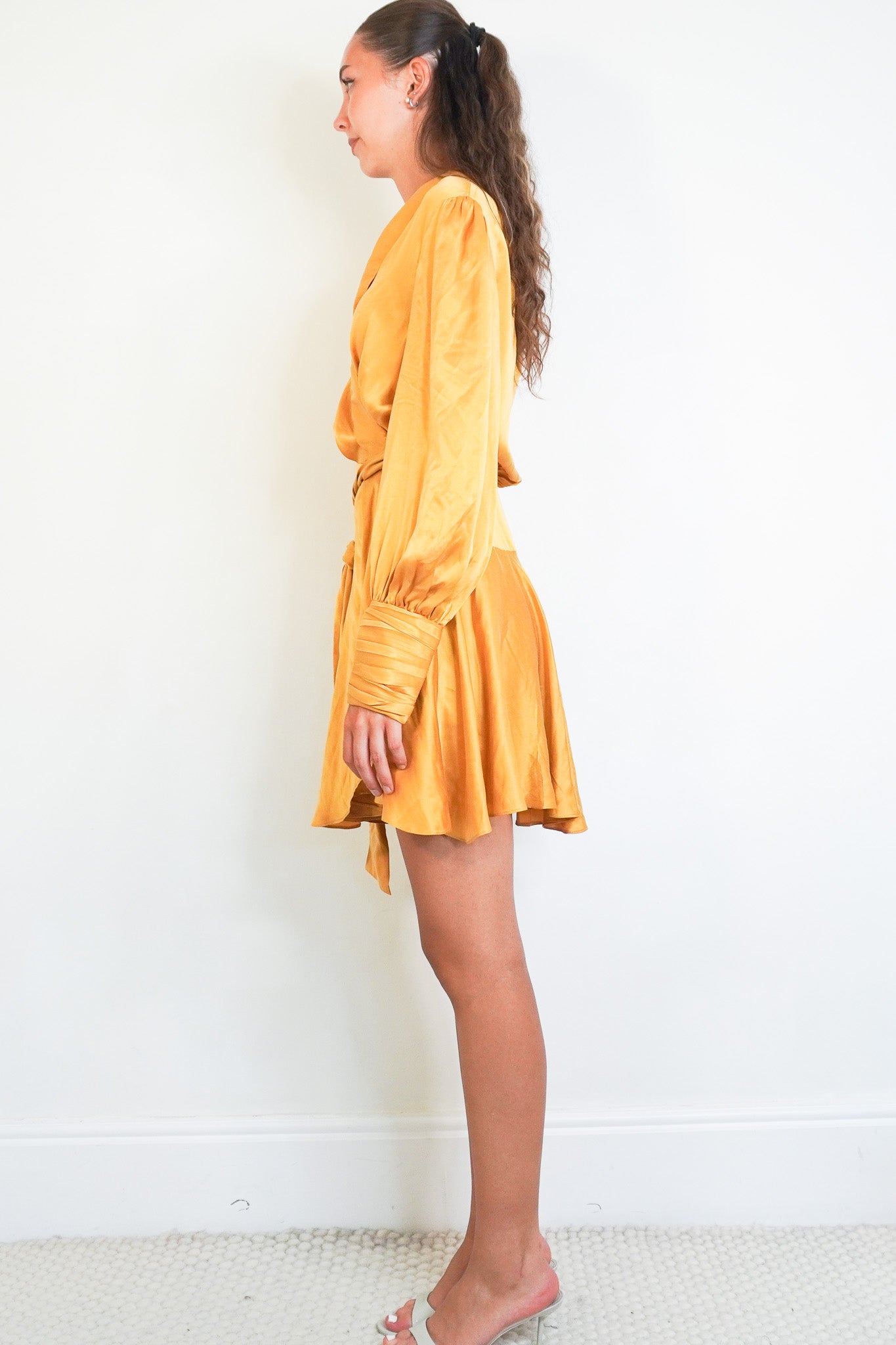 Side image Zimmermann Silk Mustard Wrap Dress 