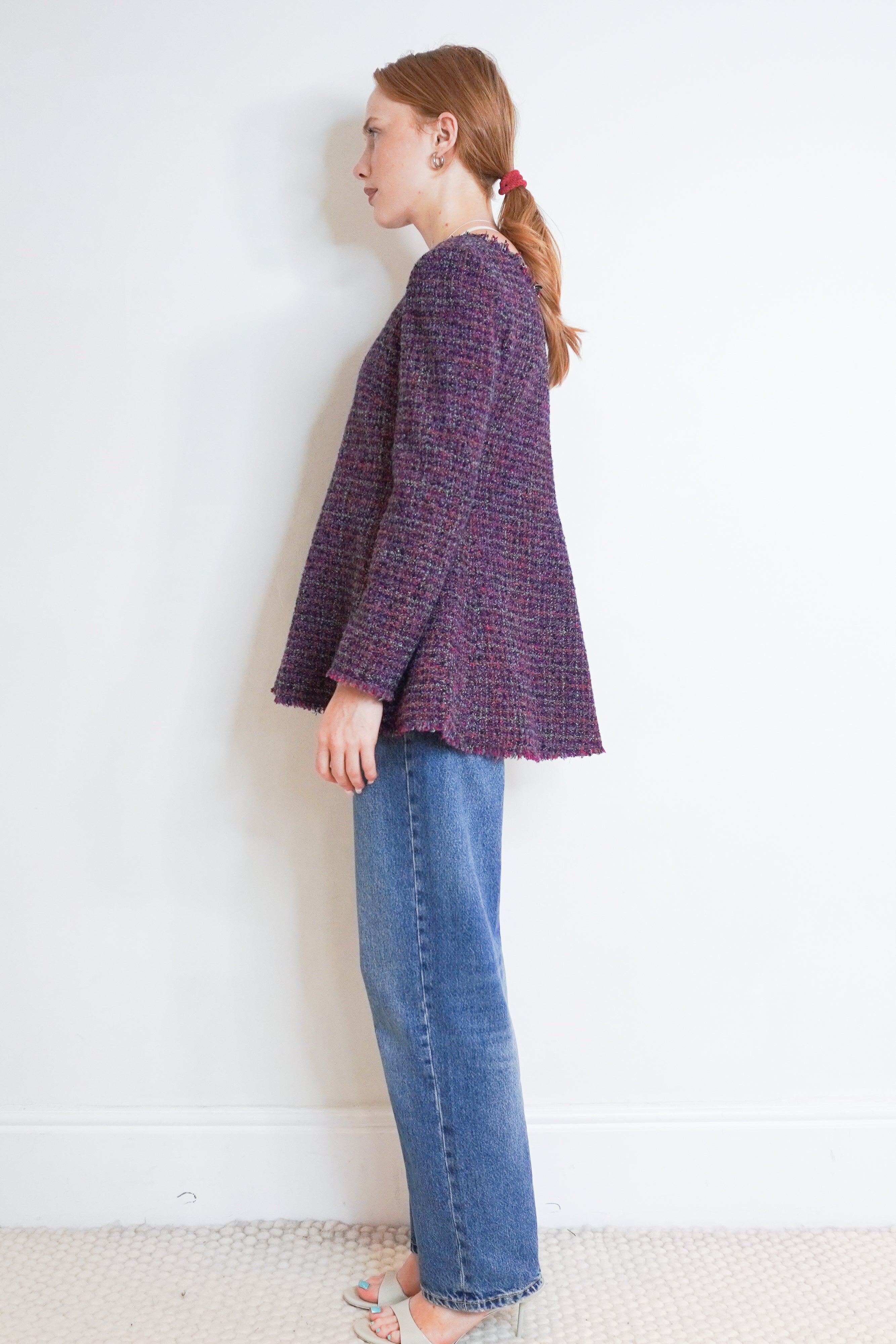 Side image of Chanel Purple Tweed peplum top Zip Back