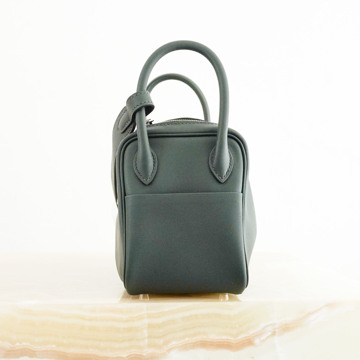 NEW Hermès Mini Lindy Bag in Vert Foncé Leather with Mixed Metal Hardware | Authentic Preloved - Reloved Again