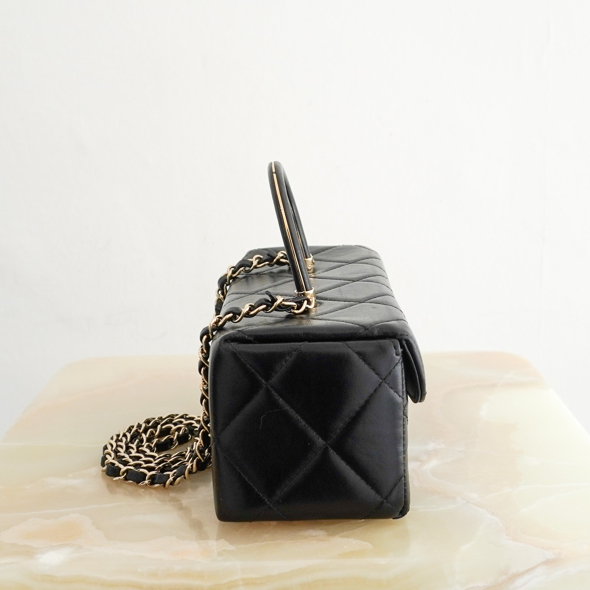 Chanel Shiny Calfskin Quilted Top Handle Box Bag | Authentic Preloved - Reloved Again