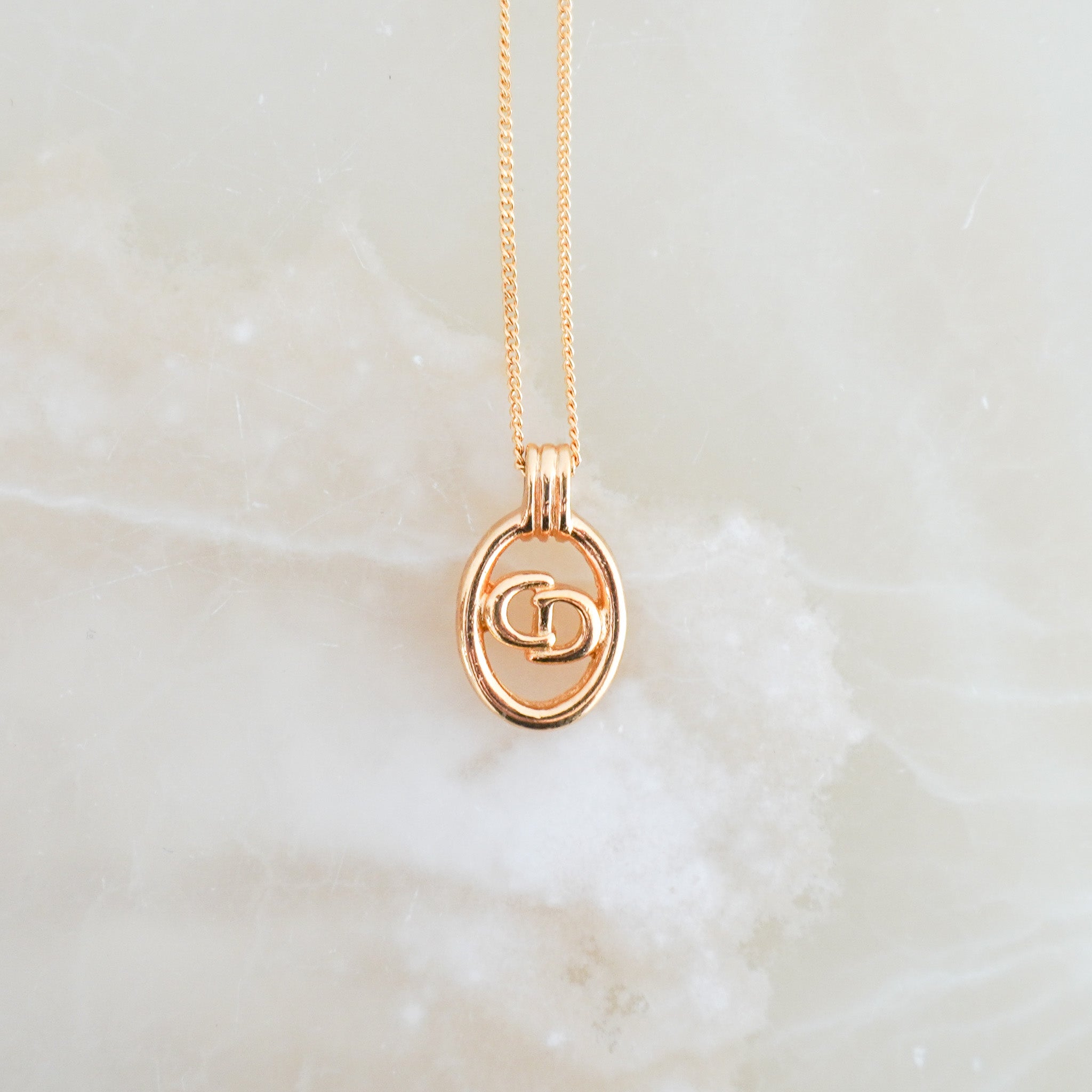 Christian Dior Petit CD Necklace in Gold-Finish Metal RRP £480 | Authentic Preloved FINAL SALE - Reloved Again