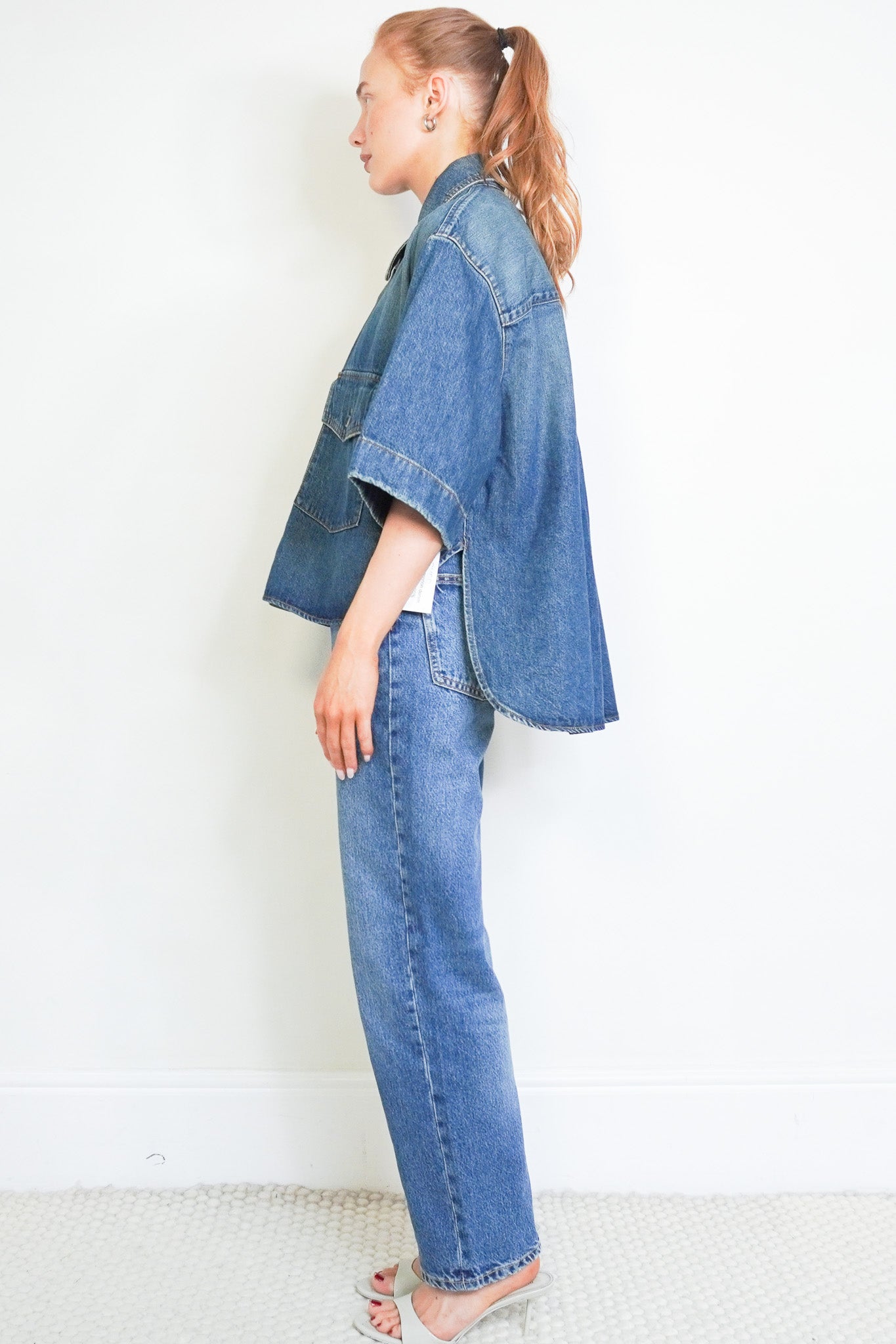 Side image of the Khaite Grenon Denim Shirt 