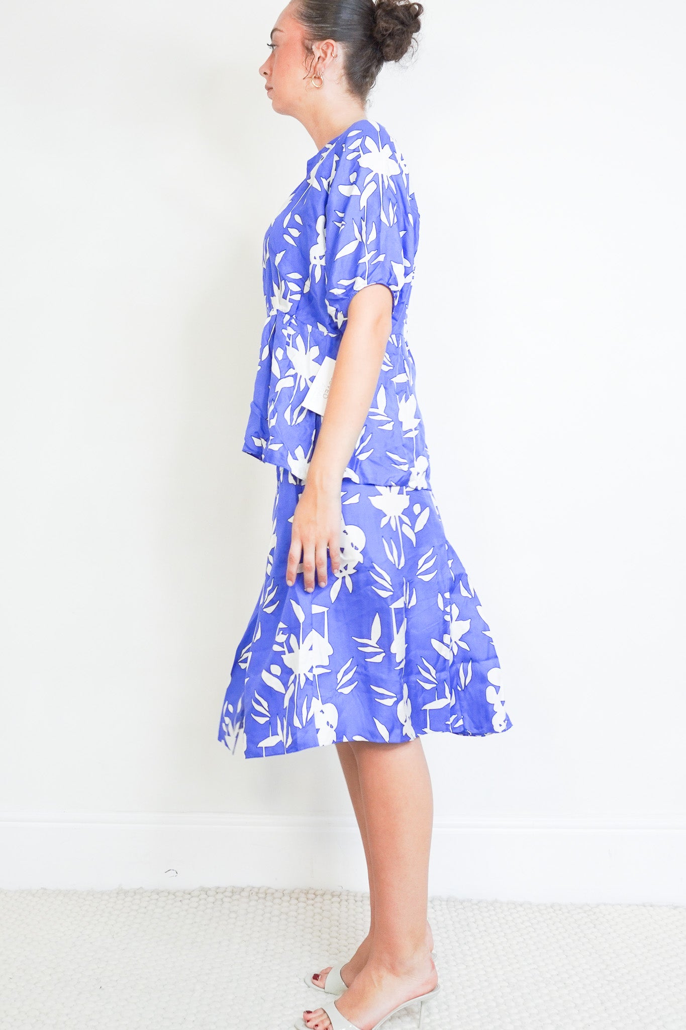 Side image of the Marni Blue Silk Skirt and Top Set