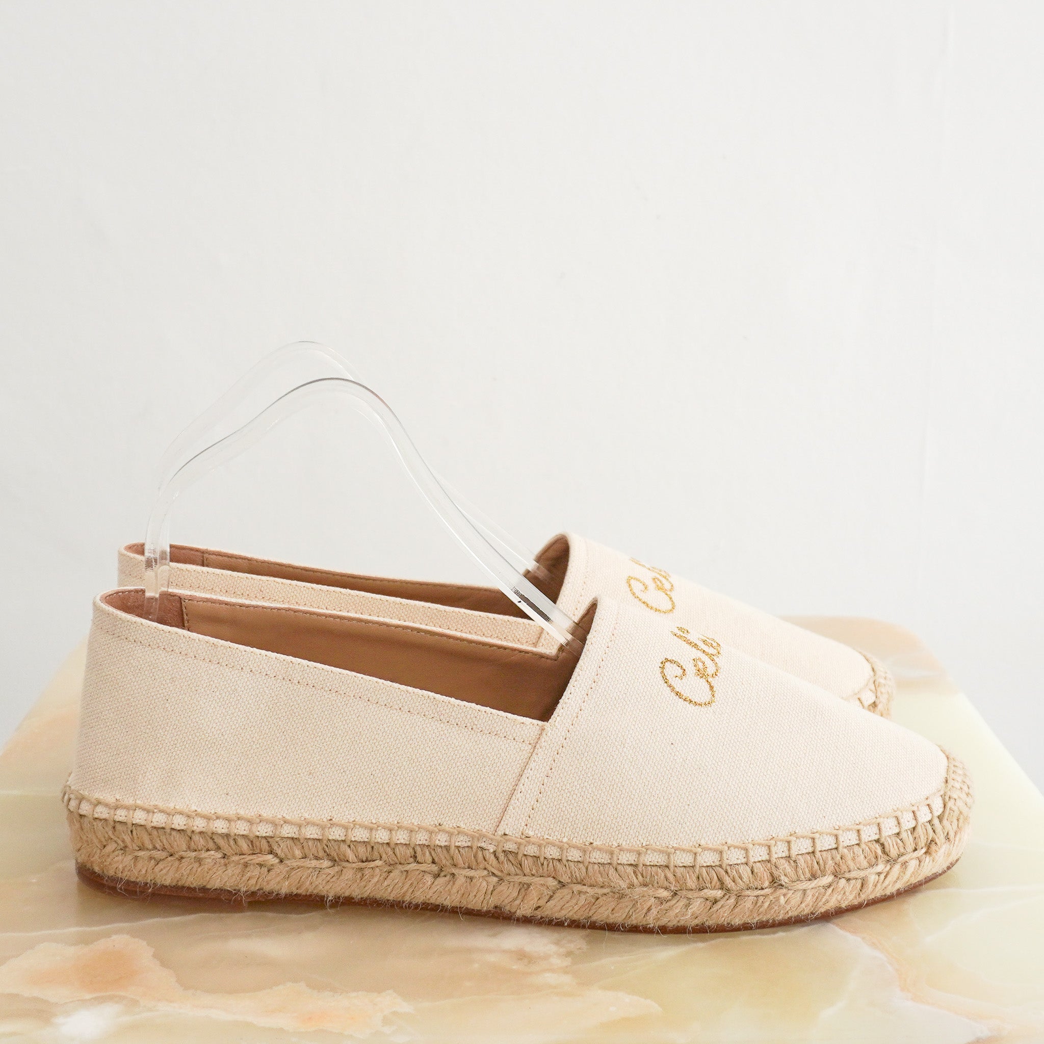 Side image of the NEW Celine Natural Canvas Espadrilles 
