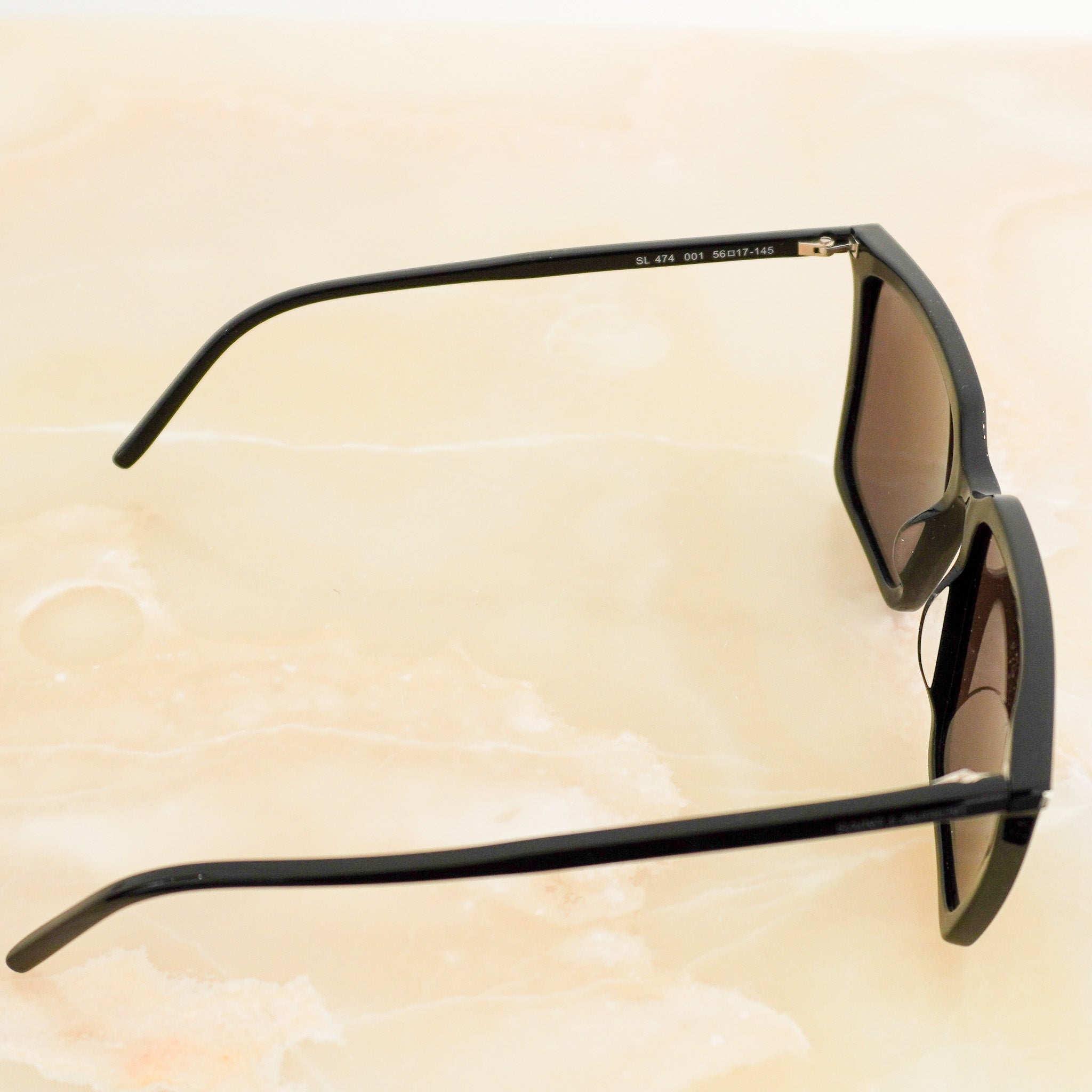Side image of the Saint Laurent Oversized Black Square Sunglasses