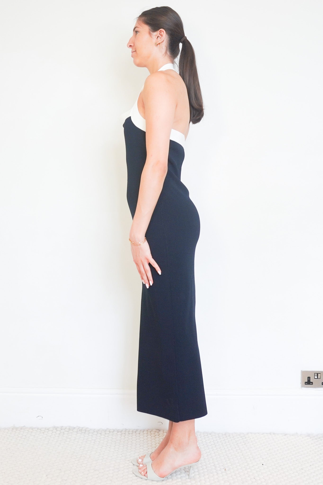 Side image of the Veronica Beard Navy Midi Dress