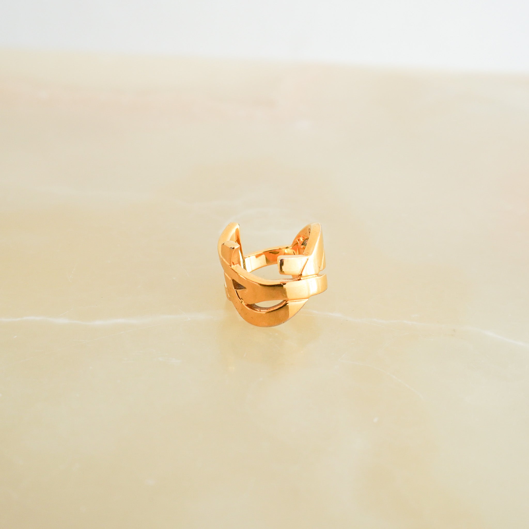 Side image of the YSL Cassandre Ring in Gold