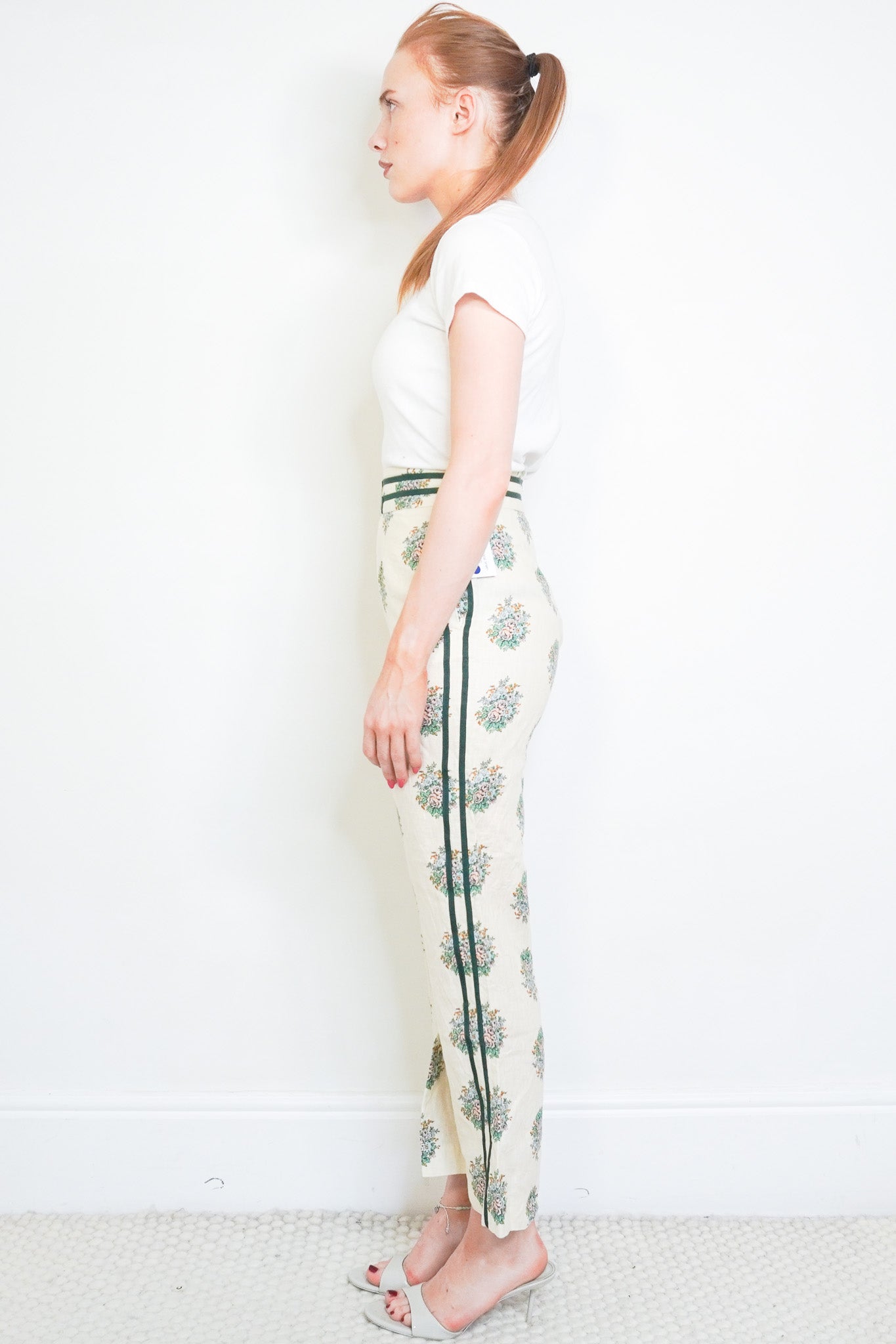 Side image of the Zimmermann Floral Linen Trousers 
