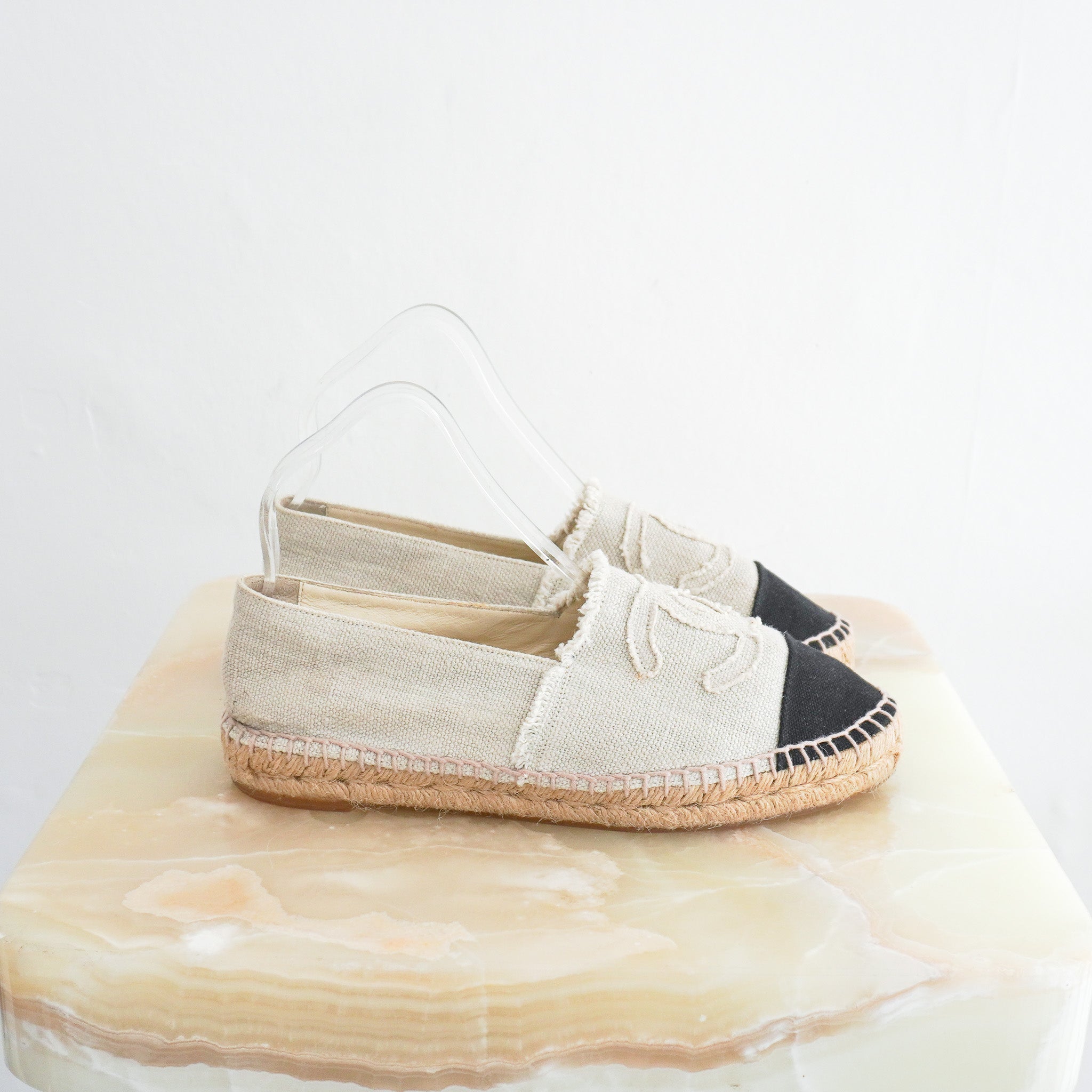 Side photo of the Chanel Canvas CC Espadrilles 