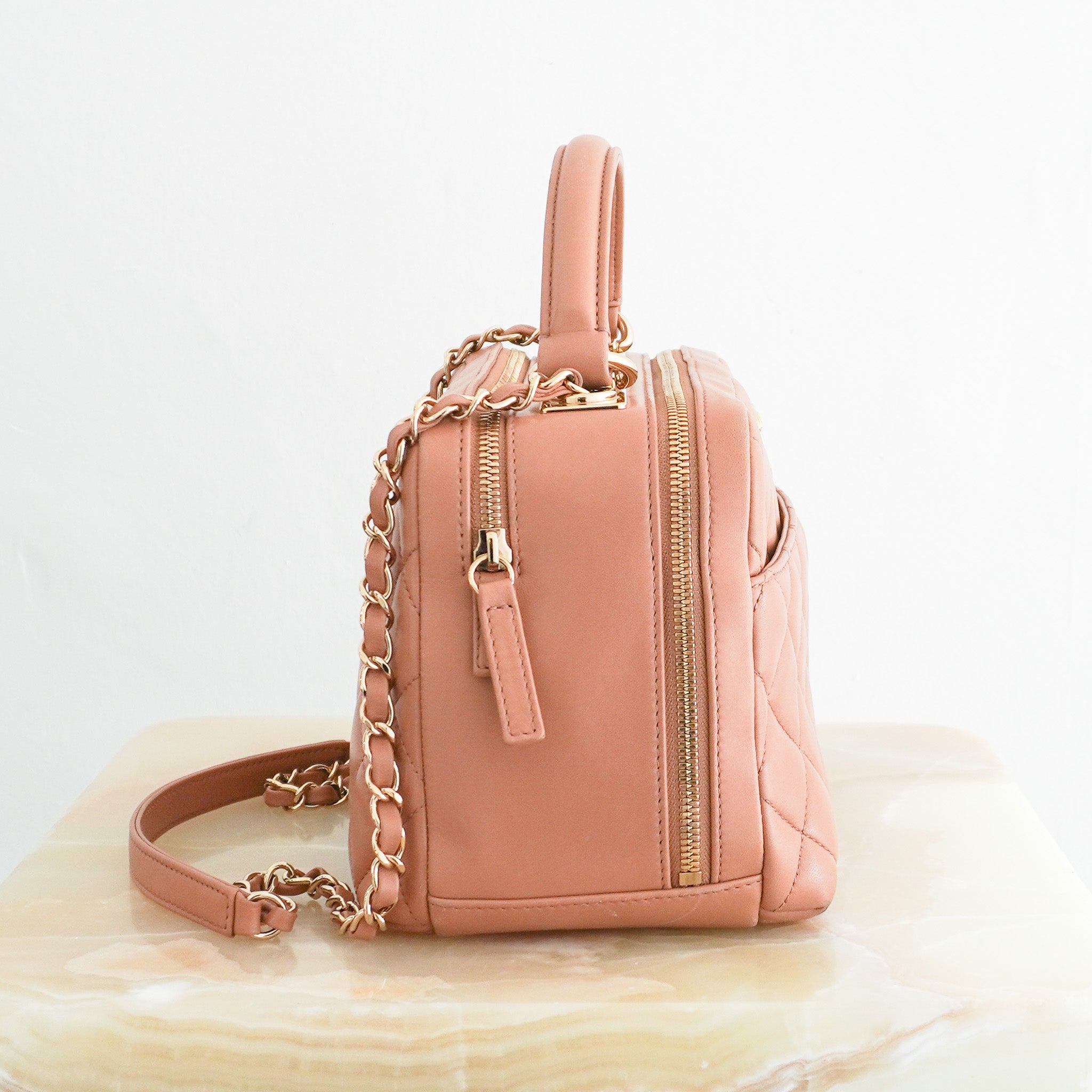Side photo of the Chanel Trendy CC Bowler Bag
