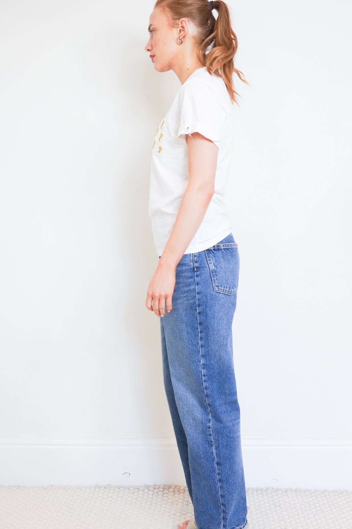 Chloé White T-Shirt with Horse Print Pocket RRP £390 | Authentic Preloved - Reloved Again