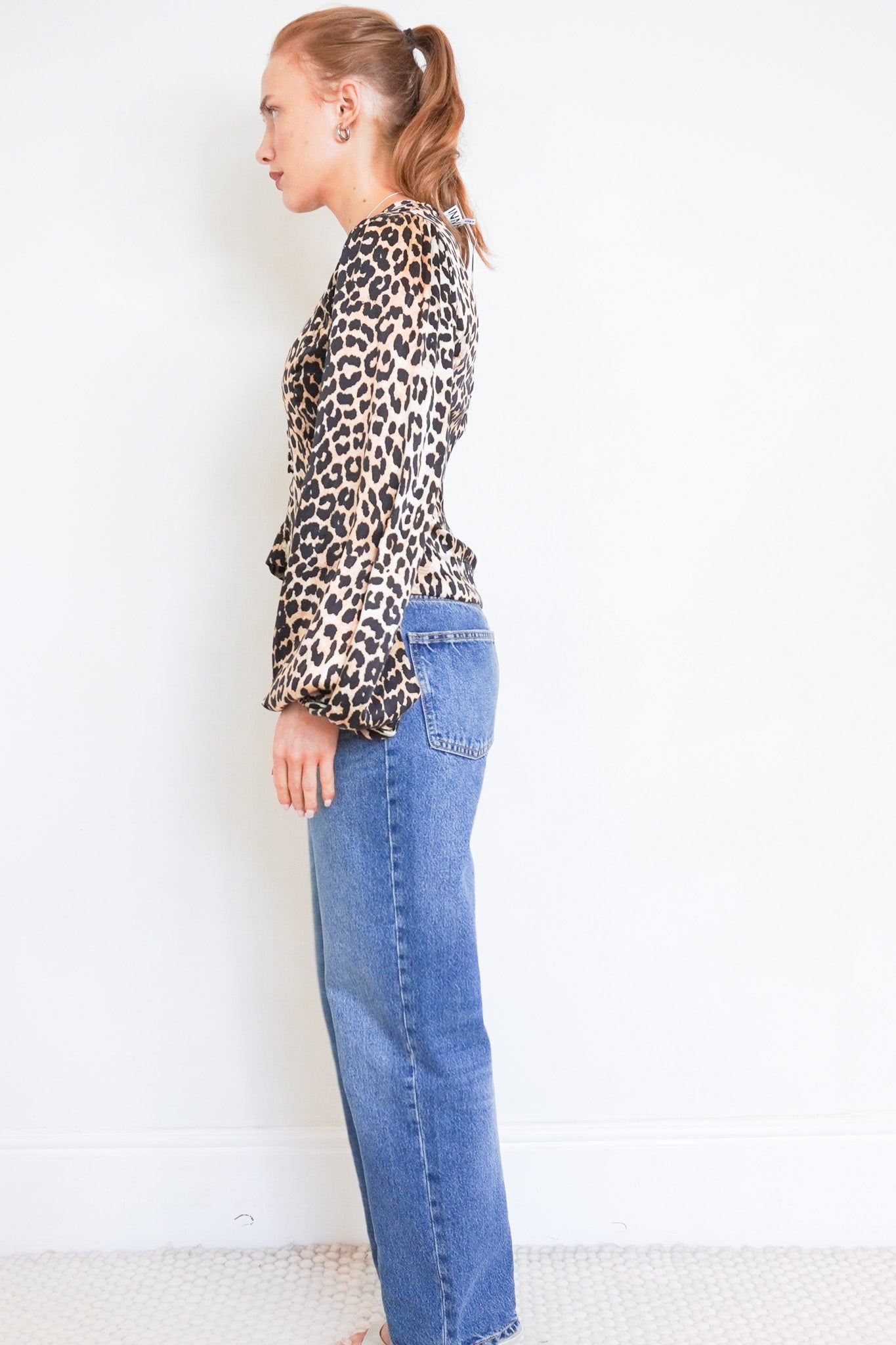 Ganni Leopard Print Silk Blouse RRP £150 | Authentic Preloved - Reloved Again