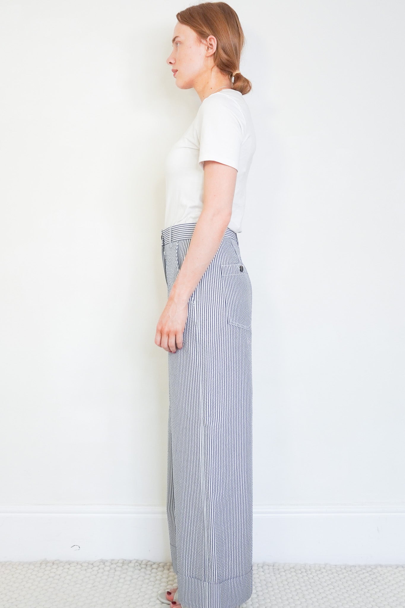 Me+Em White and Blue Pinstripe Trousers RRP £350 | Authentic Preloved - Reloved Again