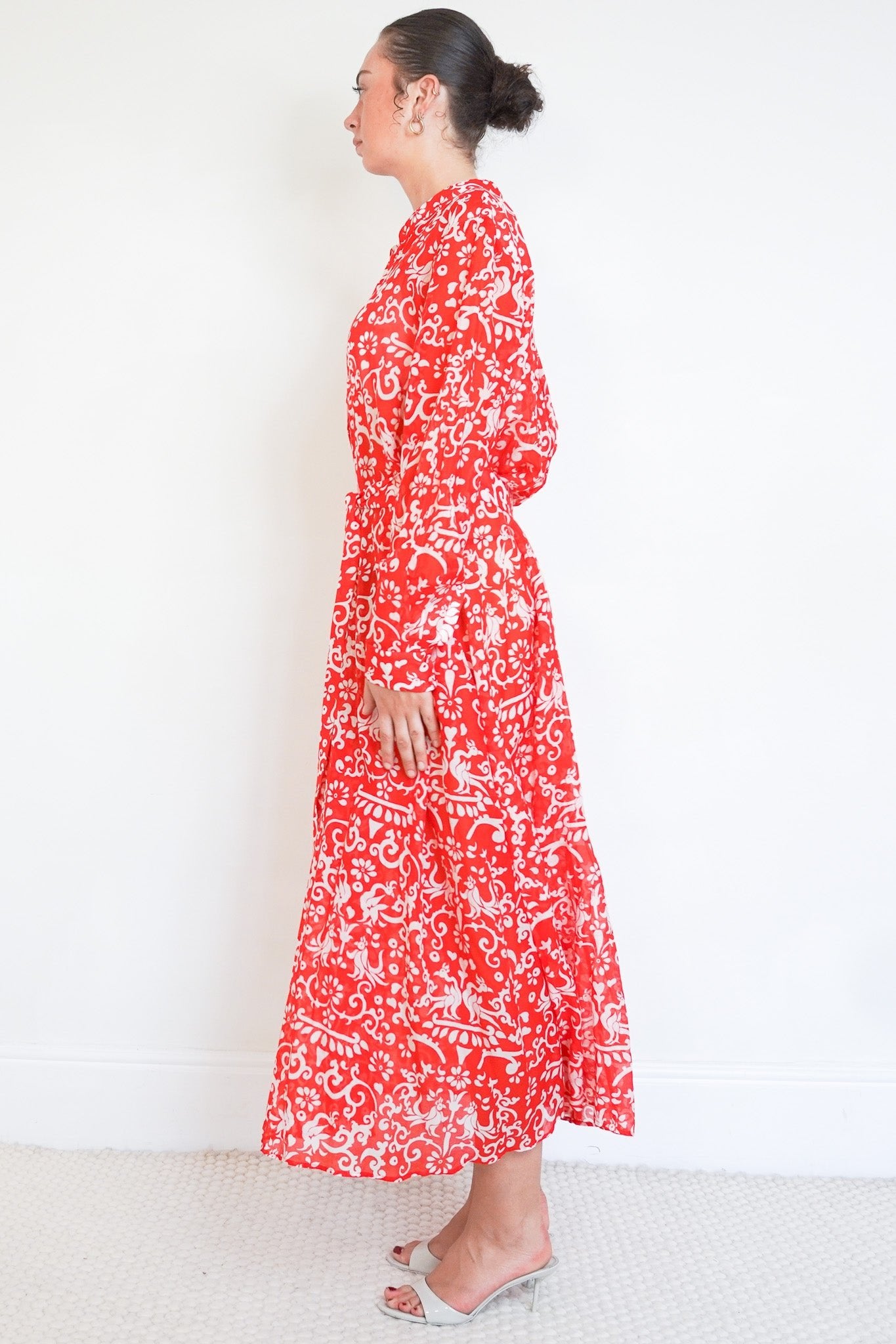 Saloni Red Pattern Belted Dress RRP £600 | Authentic Preloved - Reloved Again