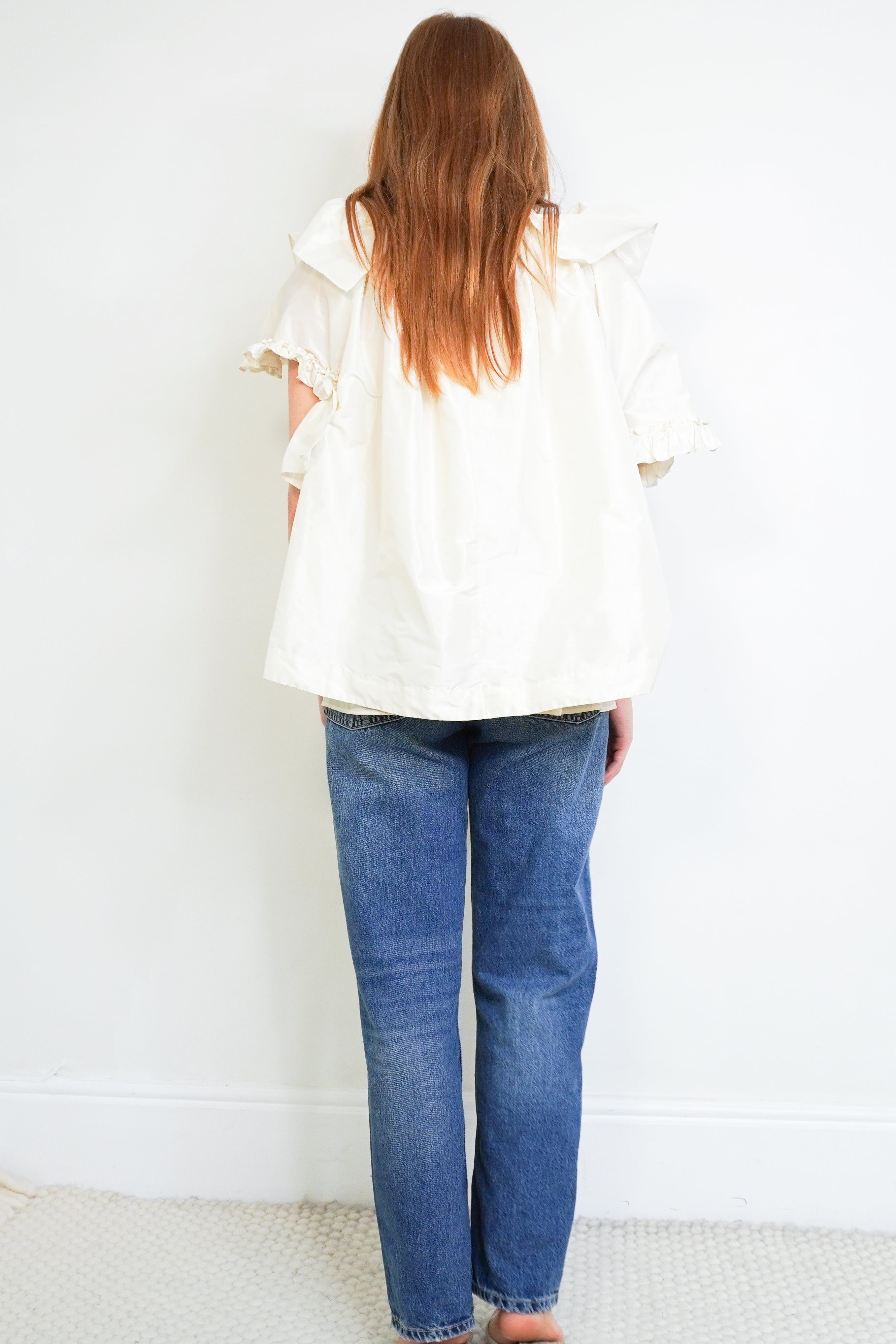 Simone Rocha Cream Ruffled Babydoll Top back photo chelsea london