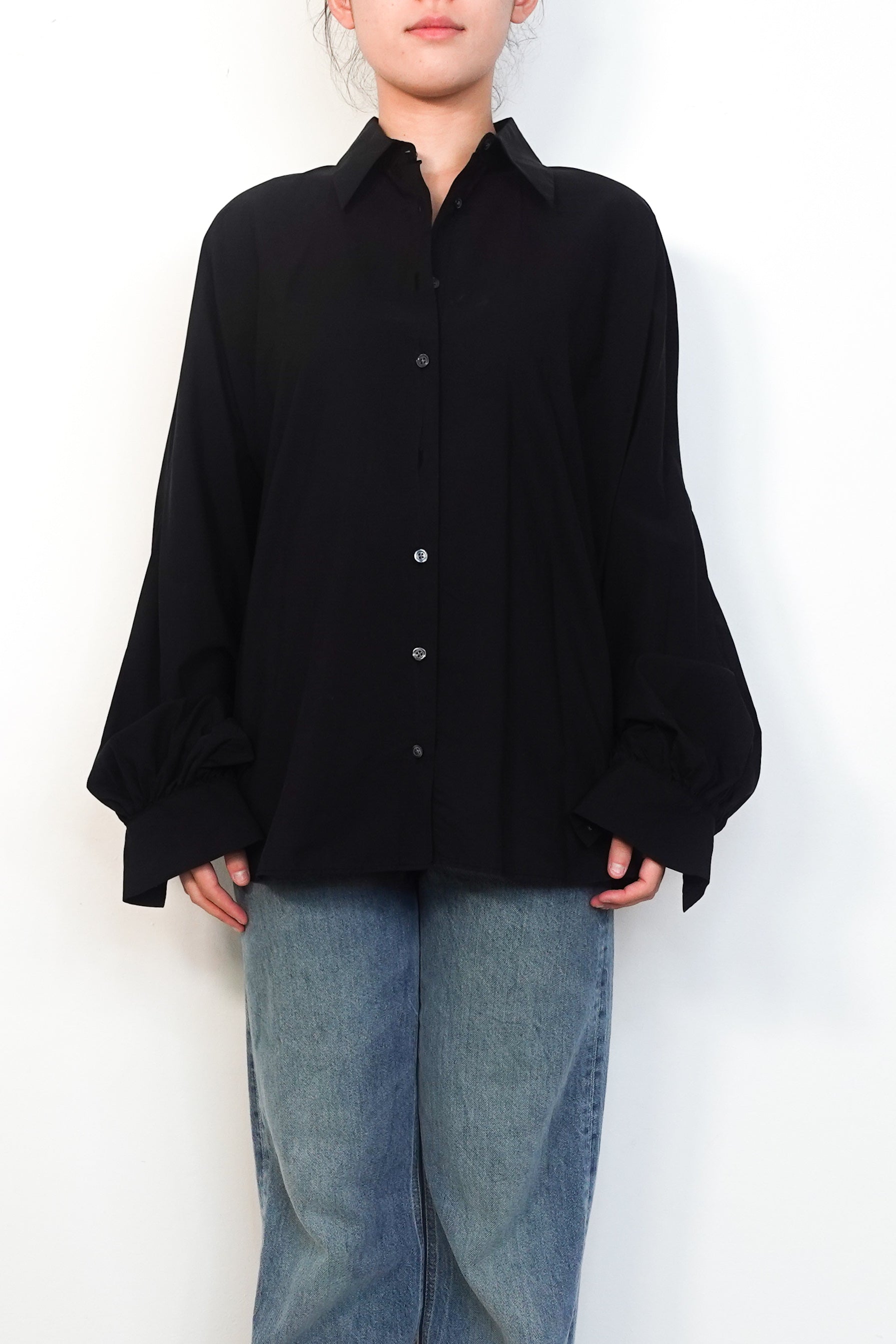 So-Sue-Black-Balloon-Sleeve-Pure-Cotton-Shirt-Chelsea-London