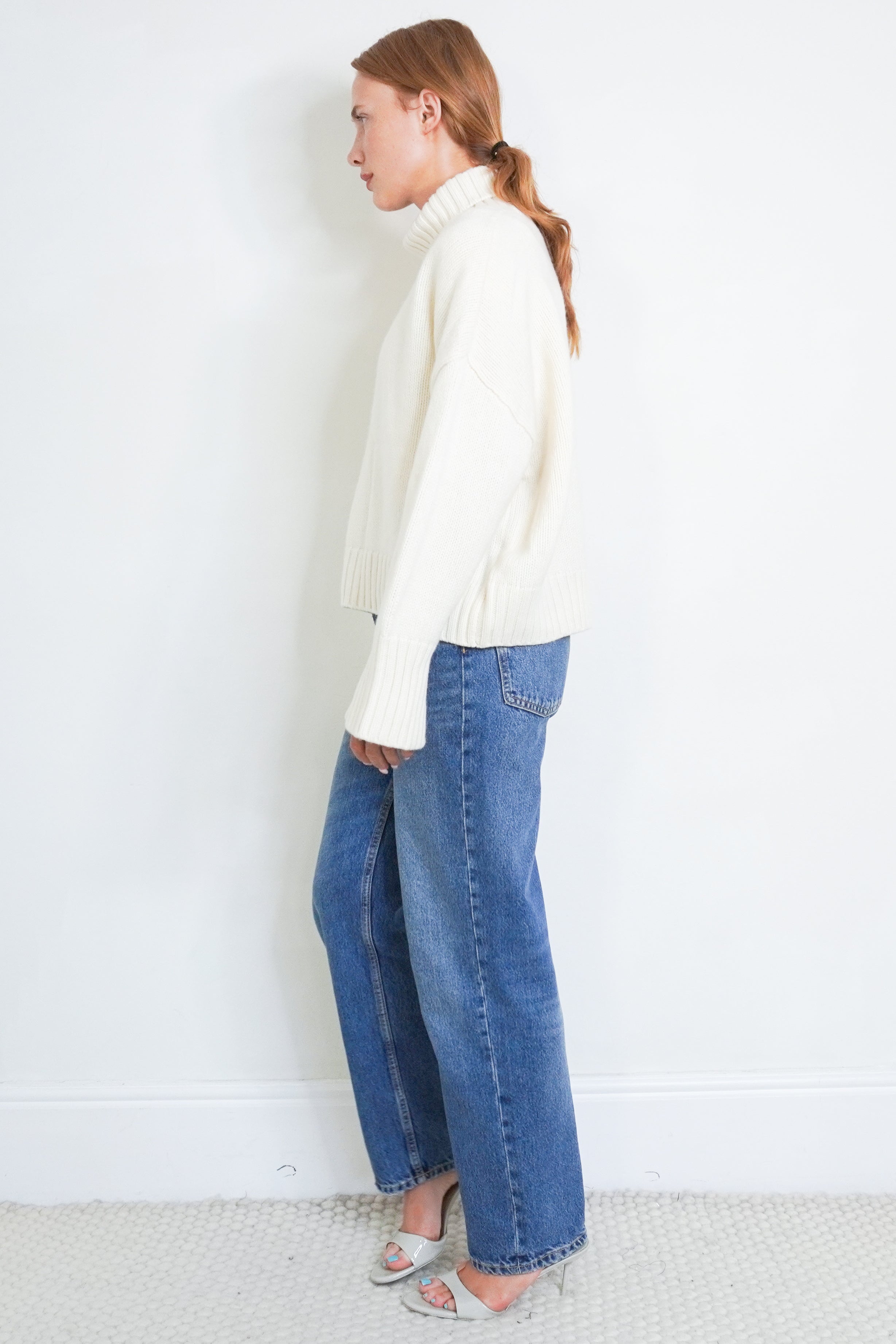 Soft Goat Girlfriend Turtleneck – Feather White side photo chelsea london