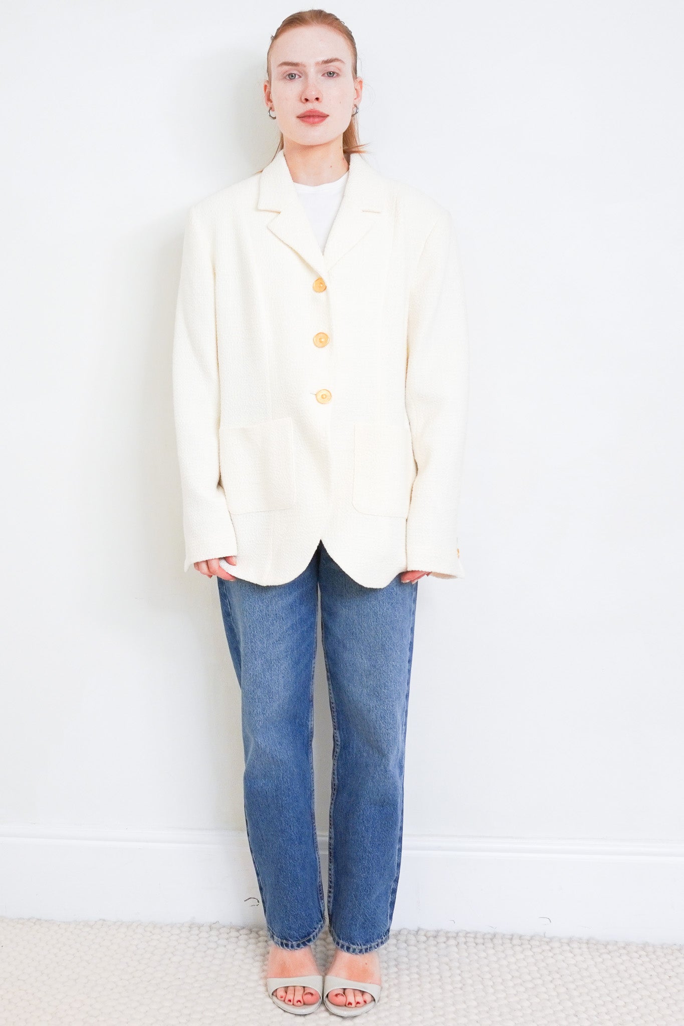 St John White Boucle Blazer | Authentic Preloved - Reloved Again