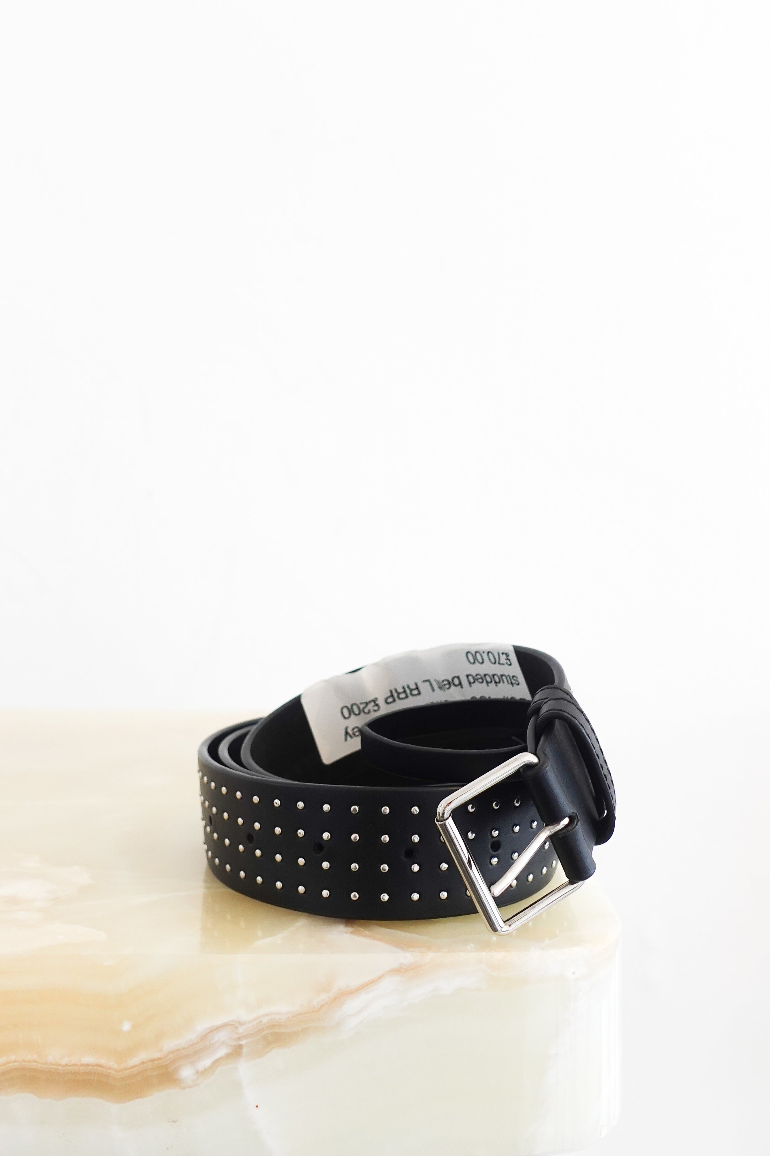 Stella-McCartney-Black-Silver-Studded-Belt-front-picture-Chelsea-London