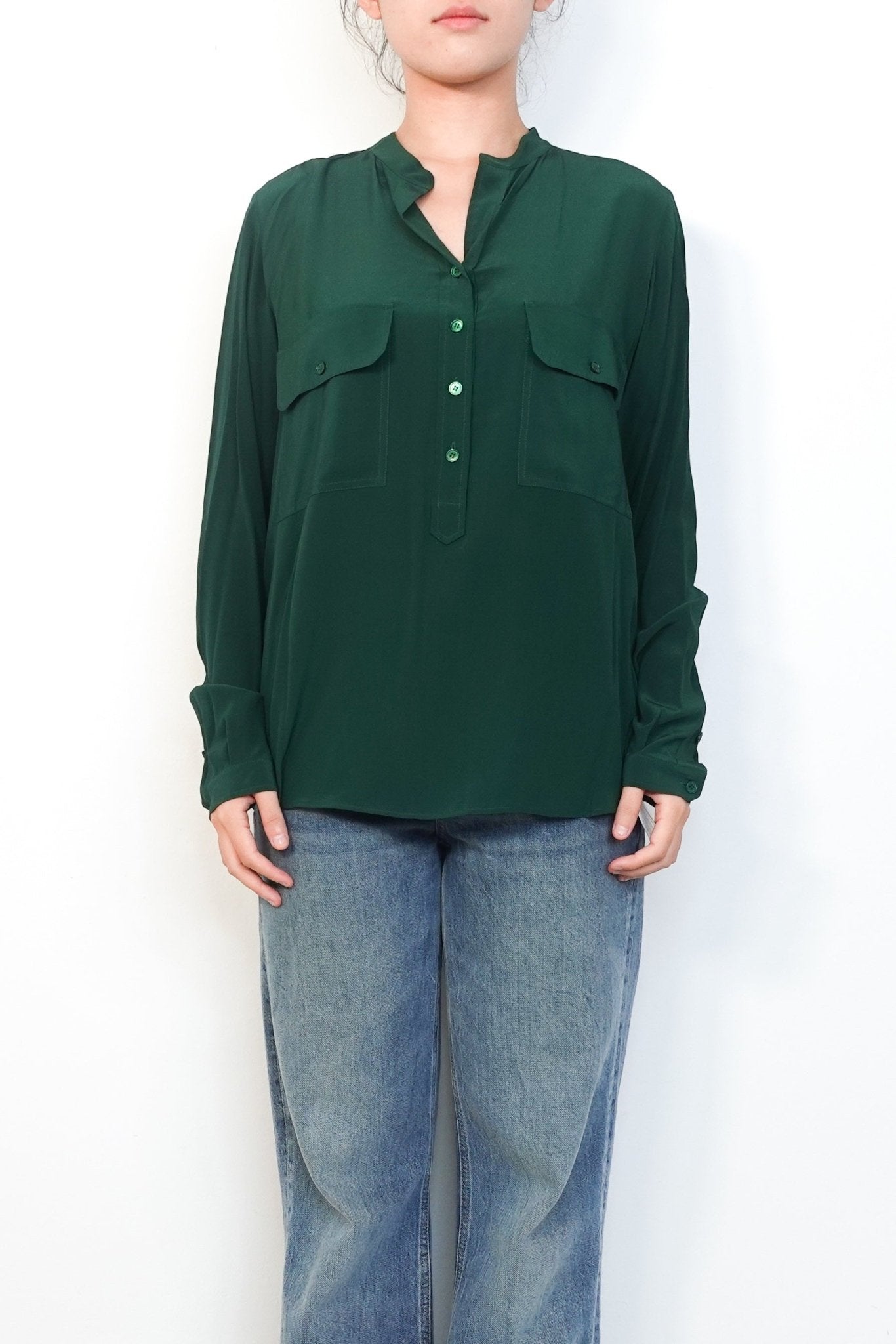 Stella McCartney Green Silk Shirt Blouse with Pockets RRP £600 | Authentic Preloved - Reloved Again