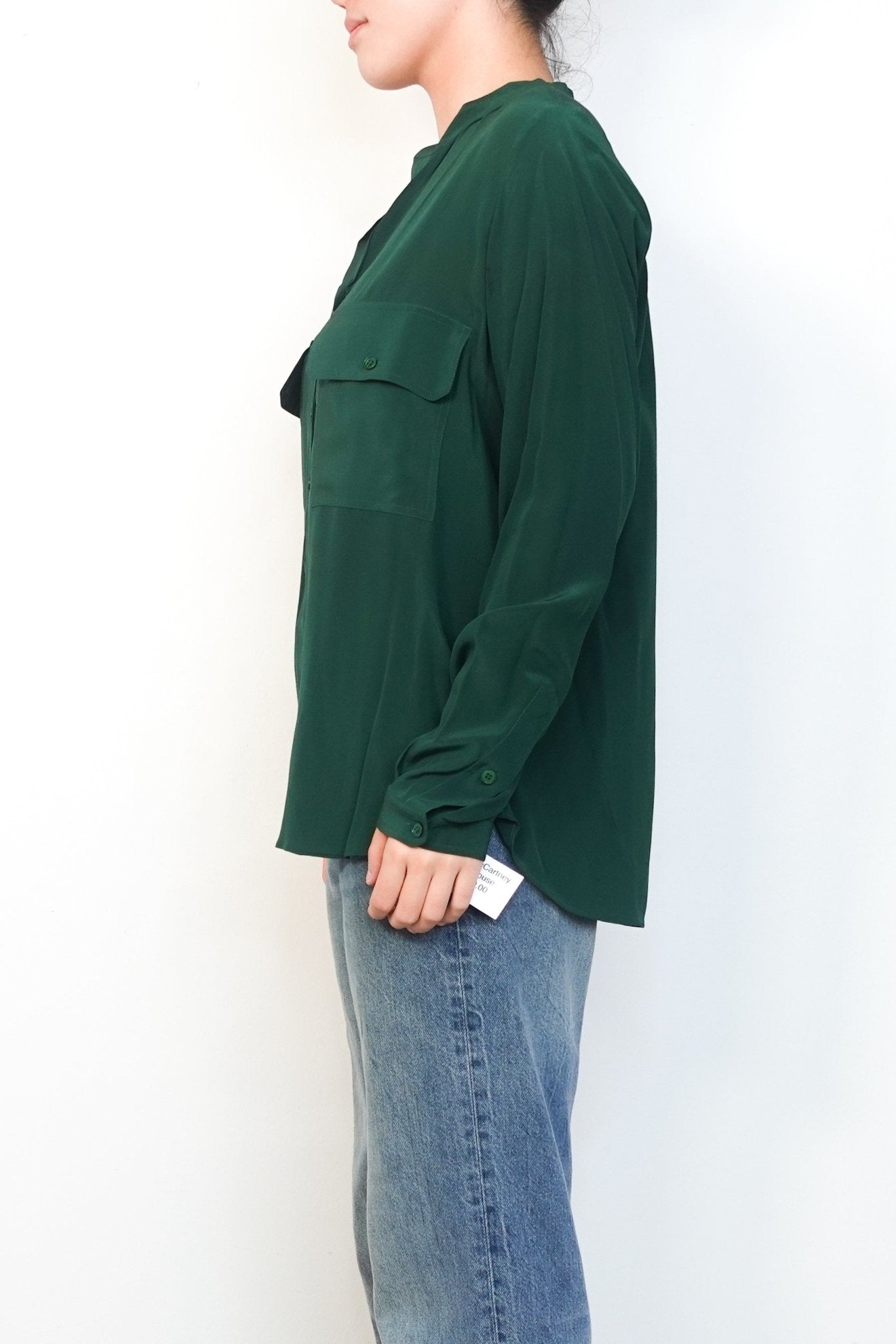 Stella McCartney Green Silk Shirt Blouse with Pockets RRP £600 | Authentic Preloved - Reloved Again