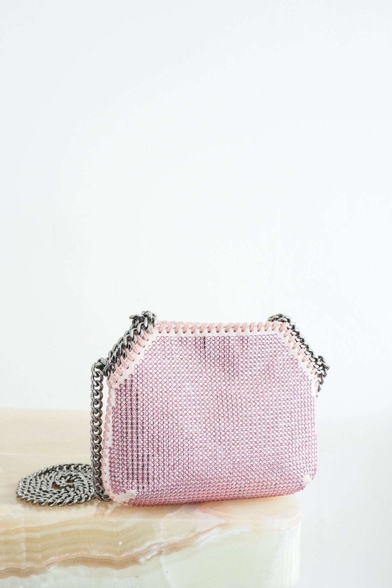 Stella-McCartney-Pink-Mini-Fabella-Crystal-Bag-front-picture-Chelsea-London