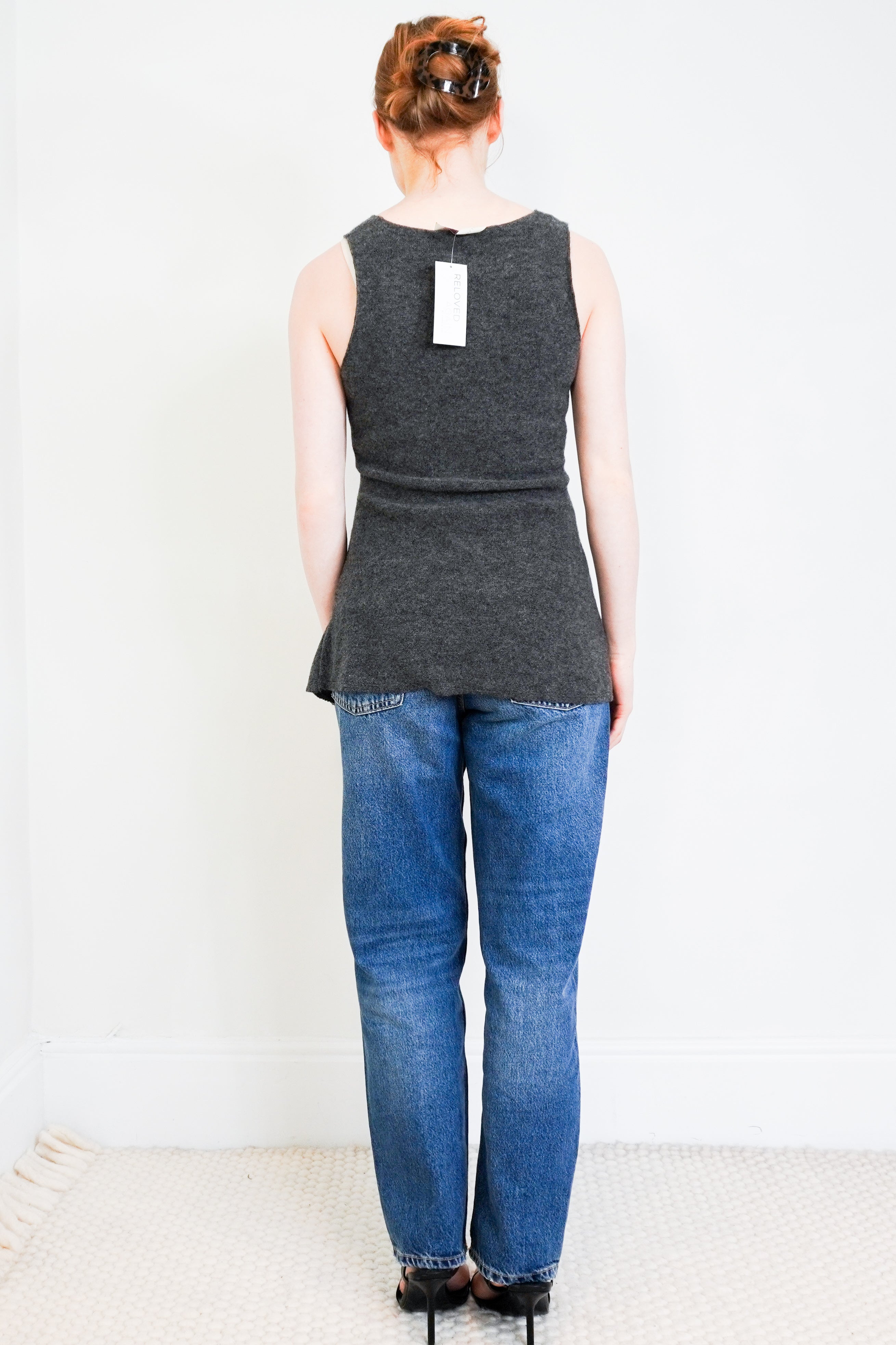 Stella- McCartney-Grey-Wool- Peplum-Top-Back-Picture