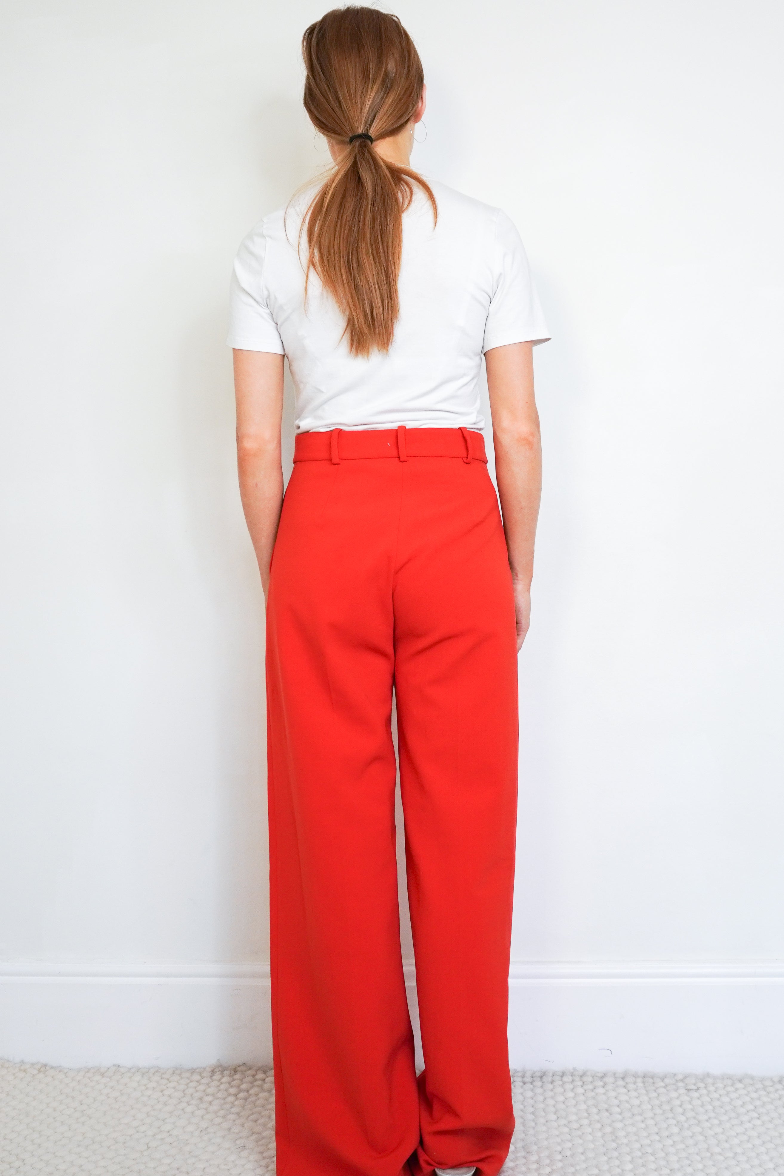Stella McCartney Red Wool Tailored Trousers back photo chelsea london