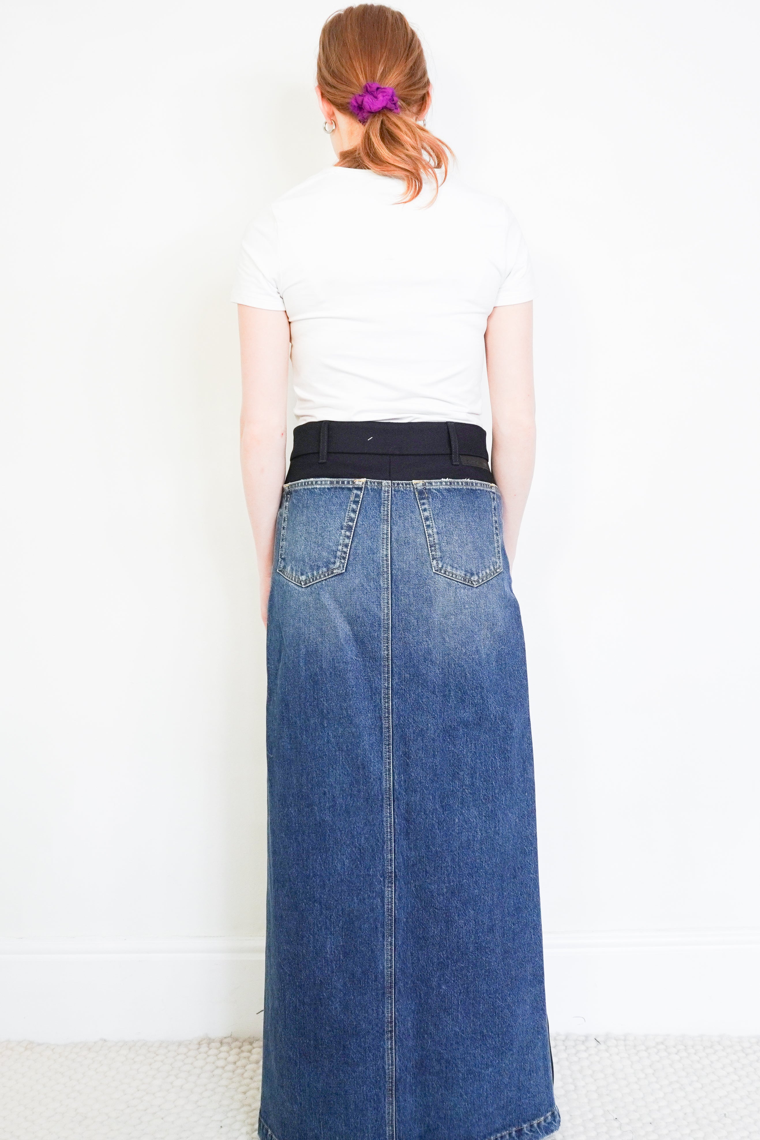 Stella McCartney Tuxedo-Inspired Denim Midi Skirt back photo chelsea london