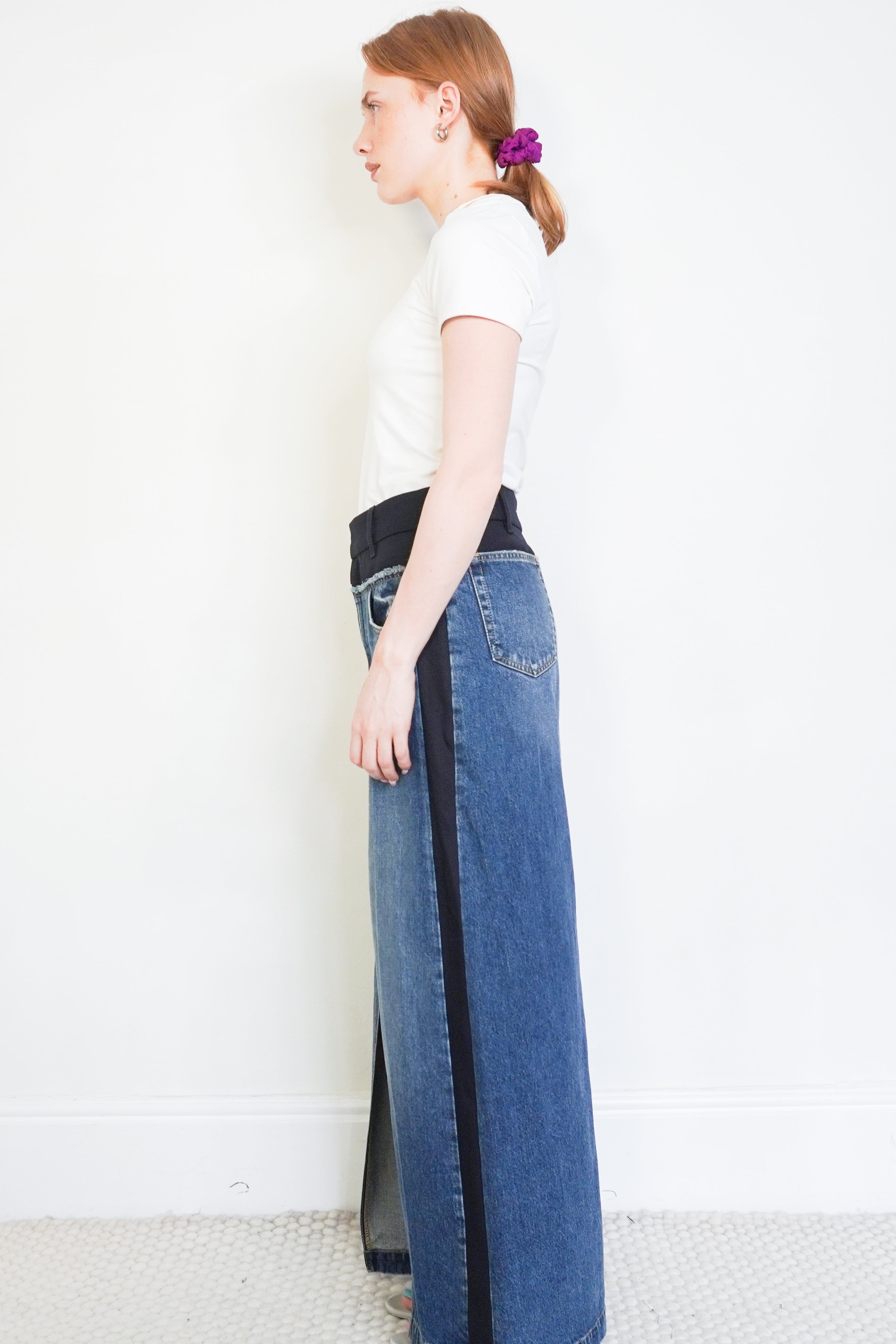 Stella McCartney Tuxedo-Inspired Denim Midi Skirt side photo chelsea london