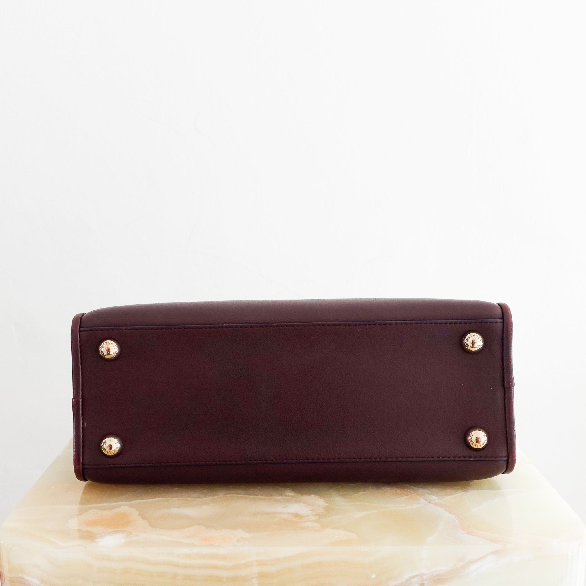 Strathberry Burgundy Vanilla Midi Tote with Asymmetrical Handles RRP £640 | Authentic Preloved - Reloved Again