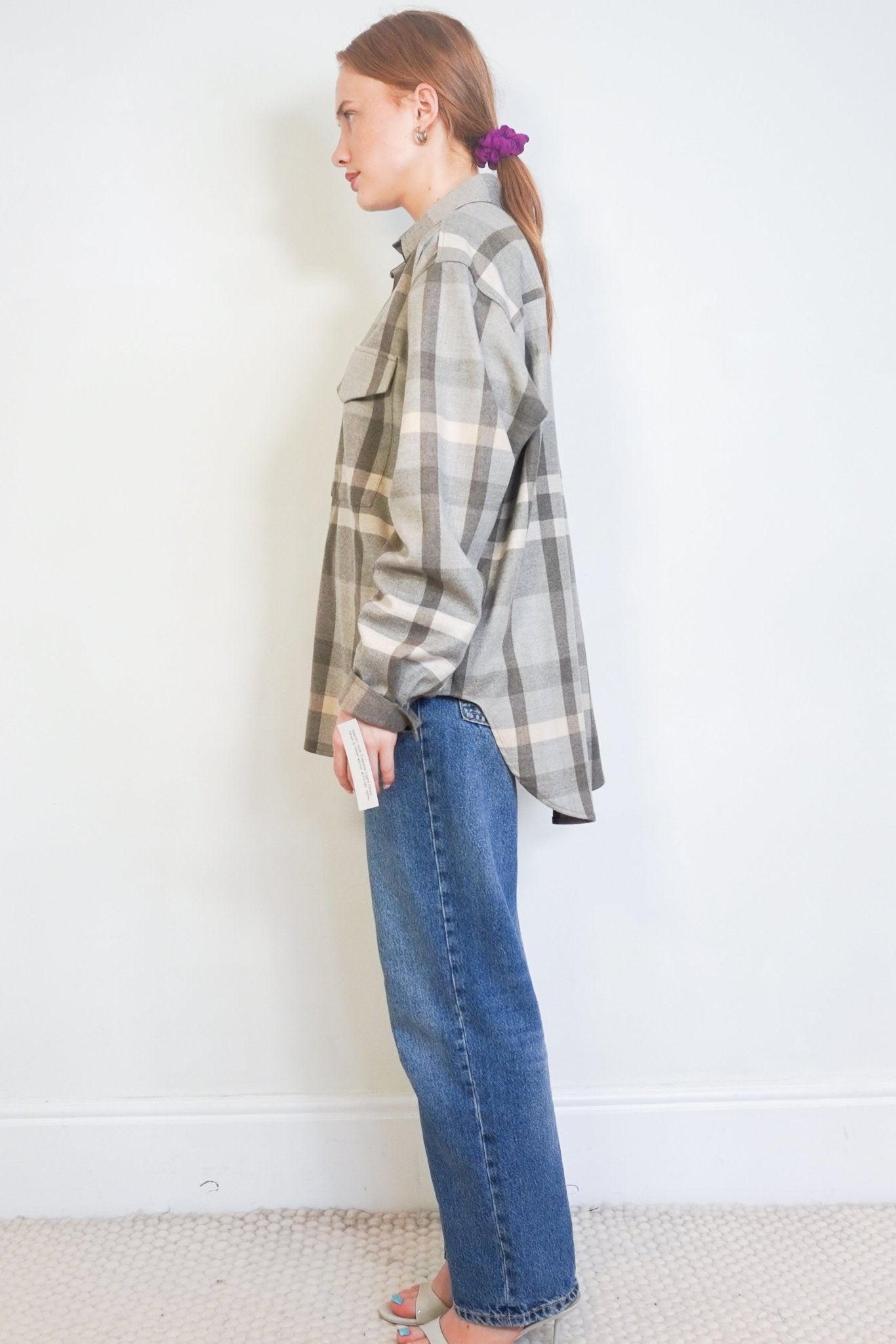 TOTEME Novella Checked Flannel Shirt side photo chelsea london