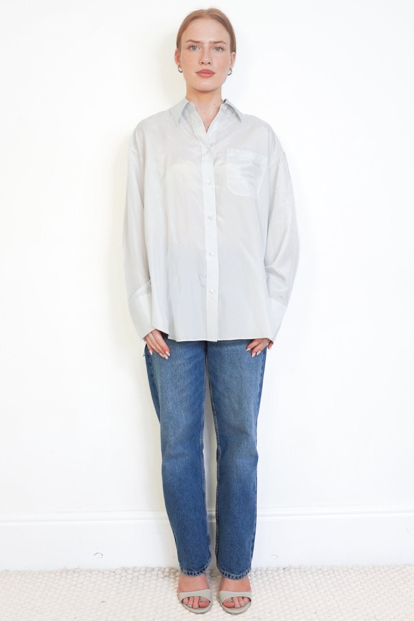TWP Pale Blue Silk Oversized Shirt (RRP £300) | Authentic Preloved - Reloved Again