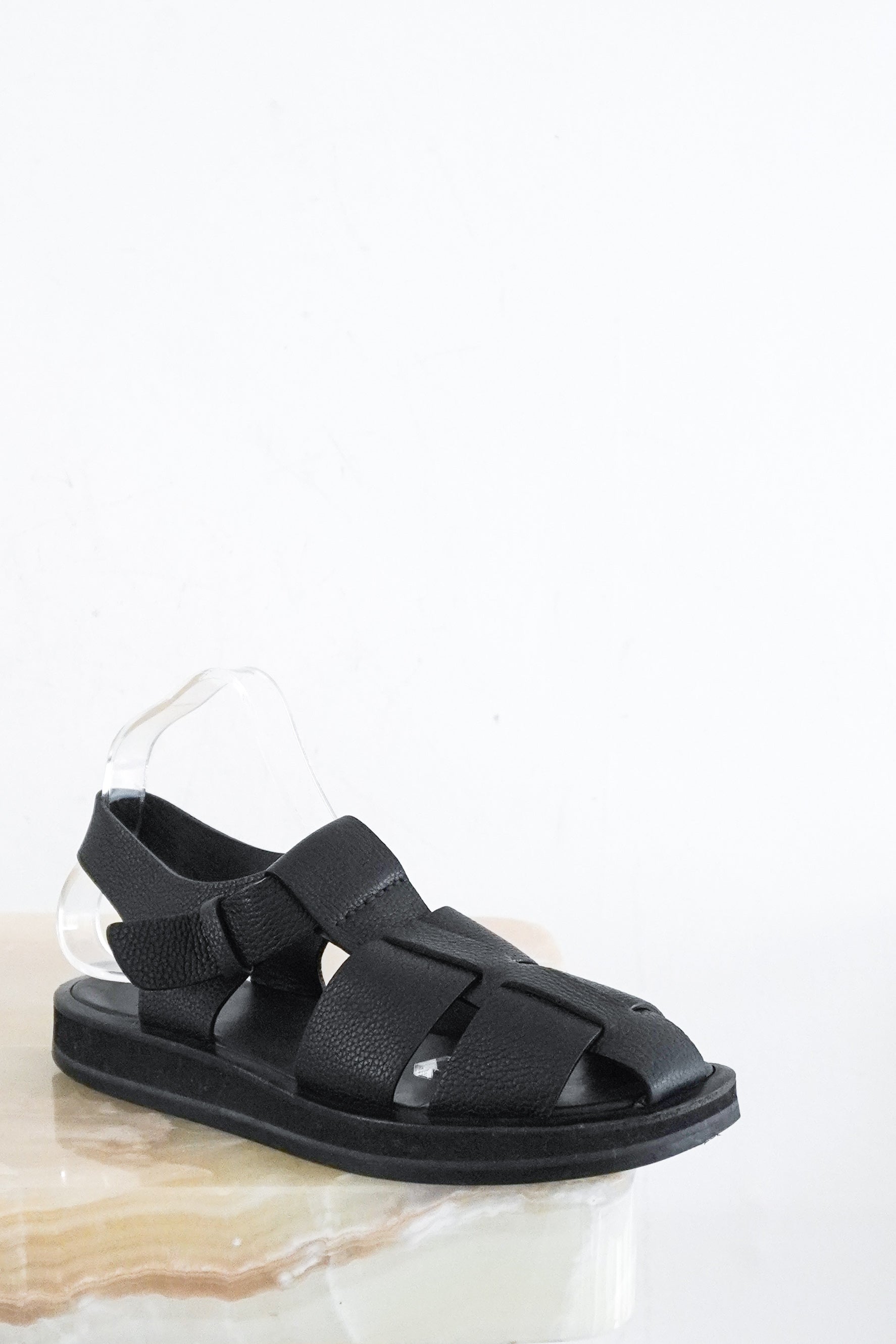 The-Row-Black-Fisherman-Sandals-front-picture-Chelsea-London