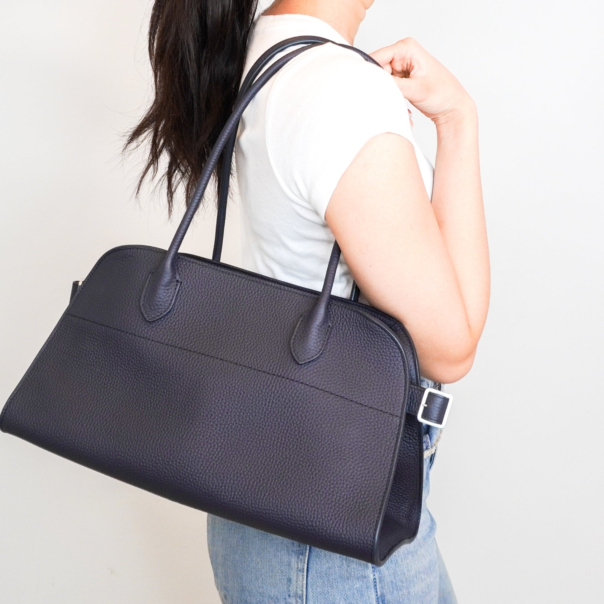 The Row Margaux 12 Marine Shoulder Bag RRP £4540 | Authentic Preloved - Reloved Again