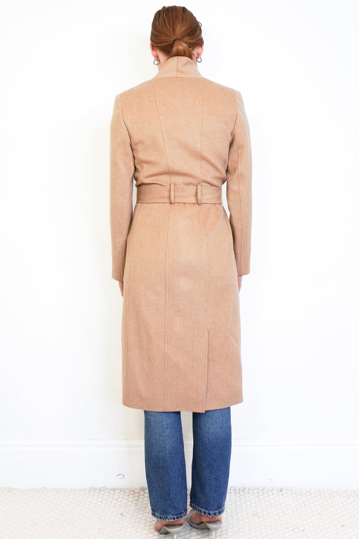 The Fold Camel Wool Long Coat back photo chelsea london