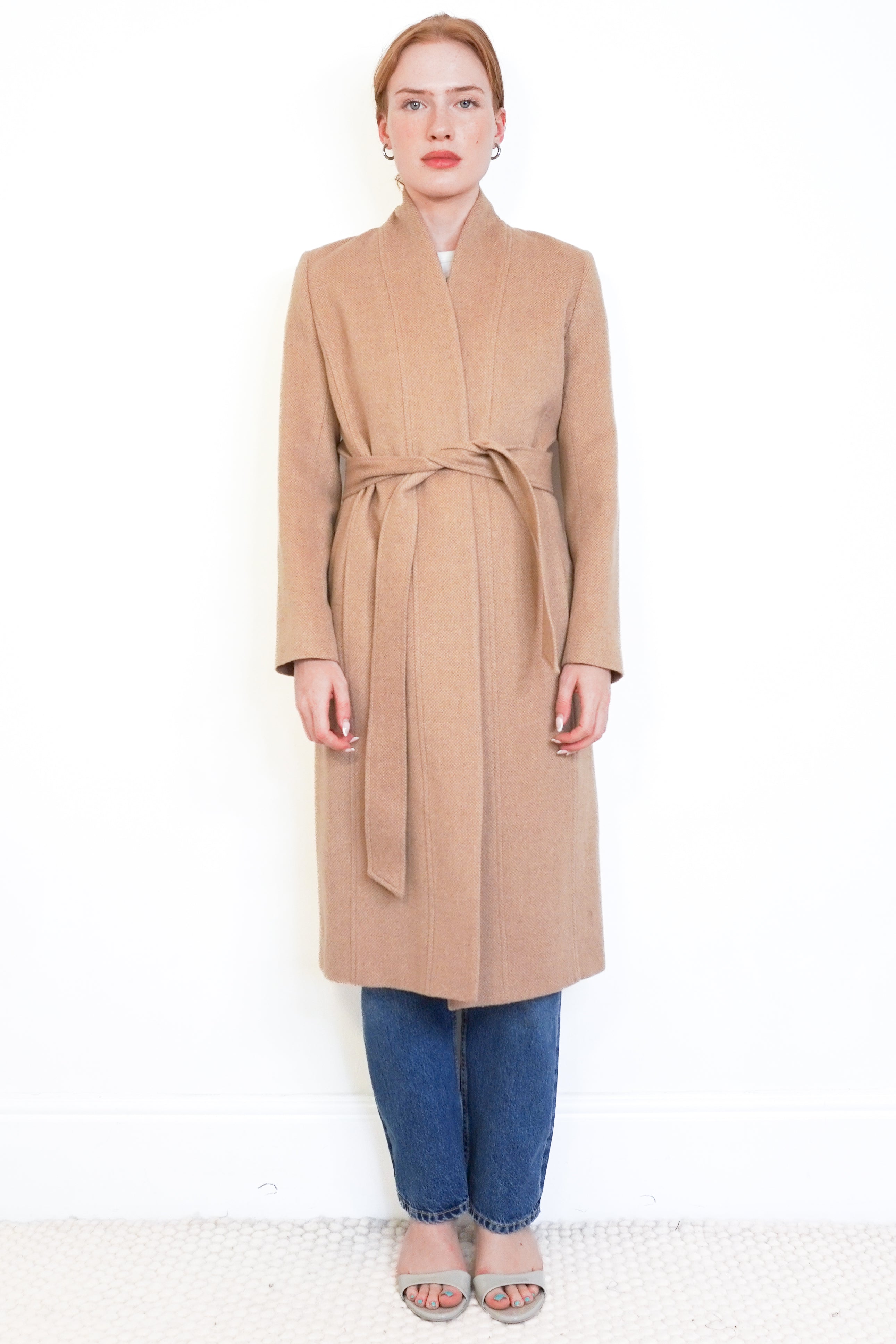 The Fold Camel Wool Long Coat front photo chelsea london