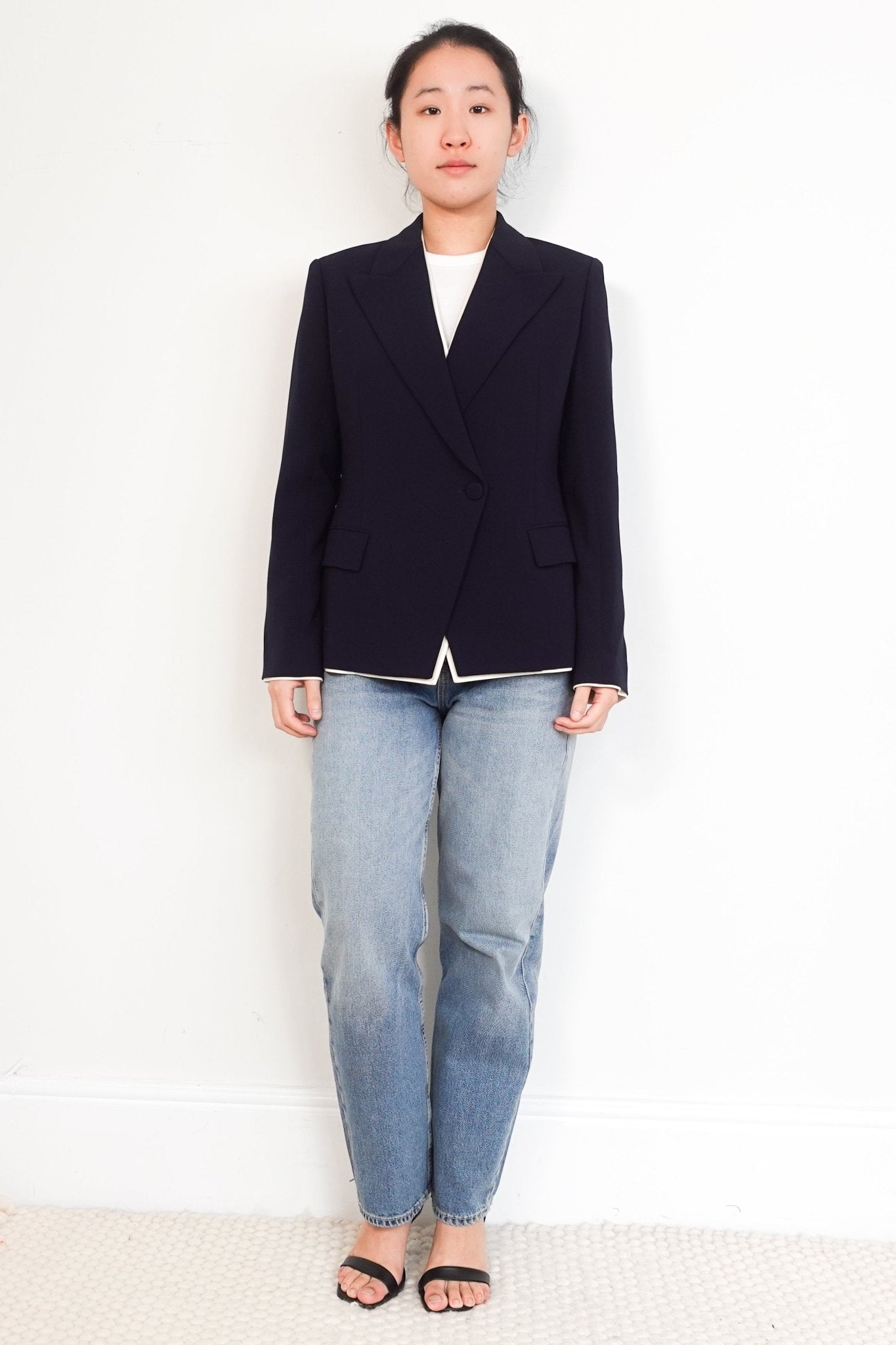 Theory Navy and Cream Lined Blazer Jacket RRP £500 | Authentic Preloved - Reloved Again