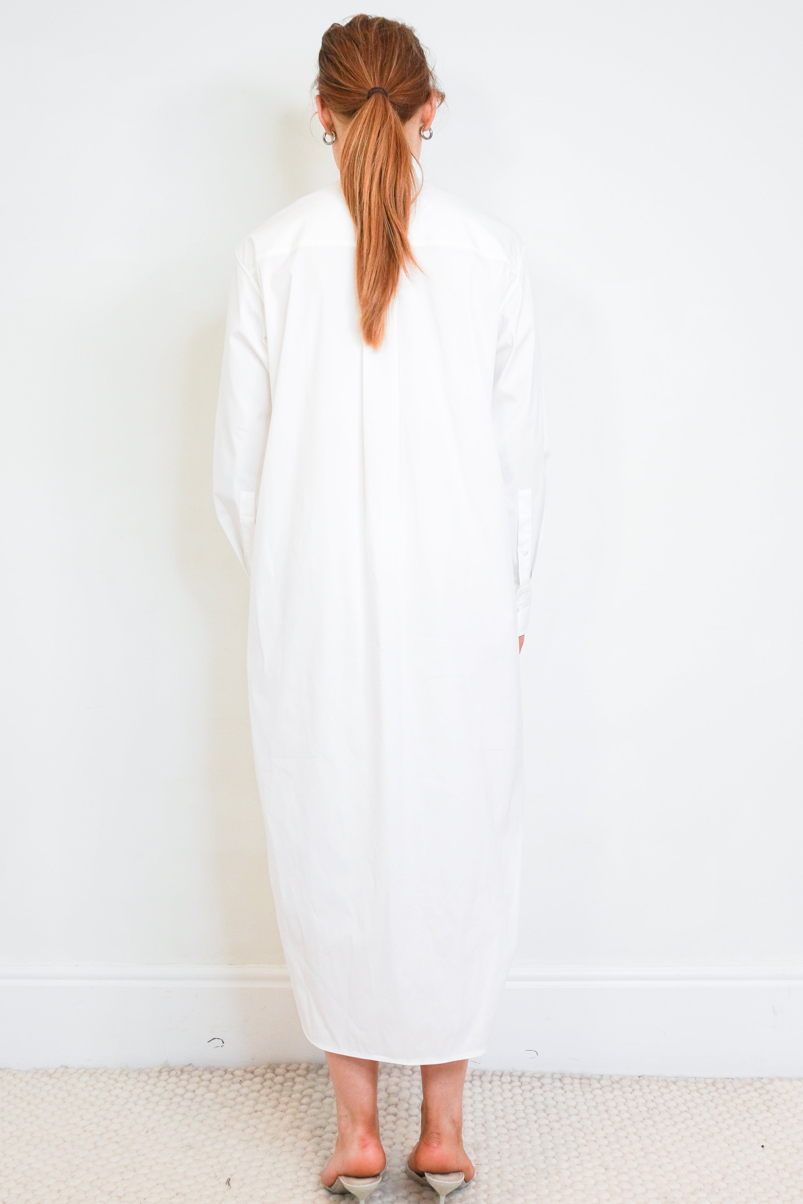 Theory White Cotton Shirt Dress back photo chelsea london