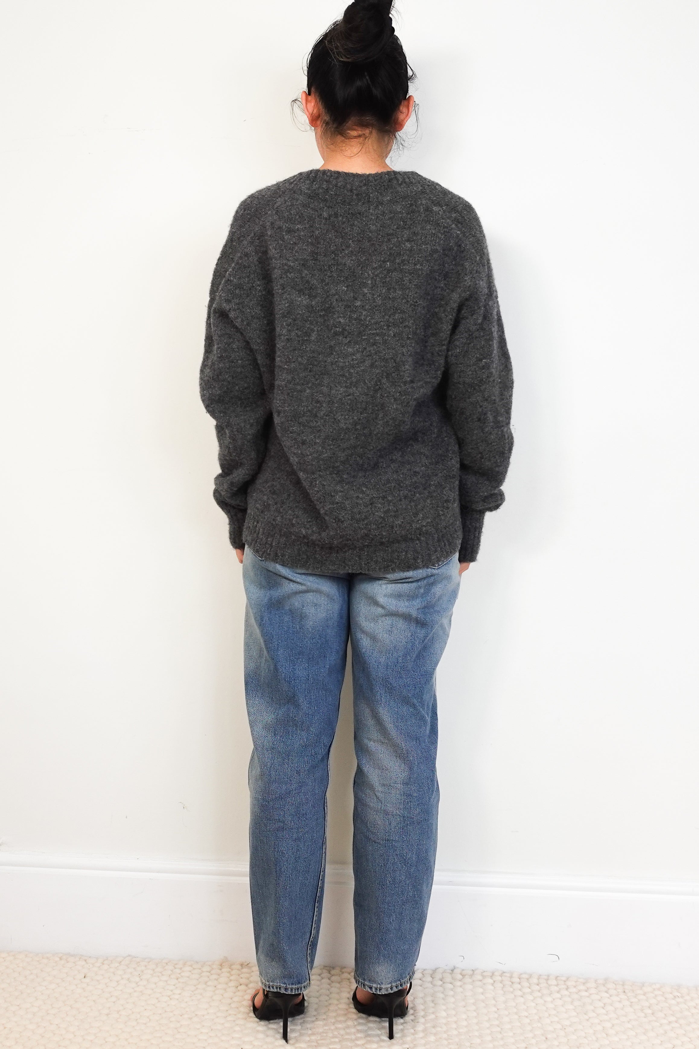 Tibi-Grey-Alpaca-Wool-V-Neck-Jumper-back-picture-Chelsea-London