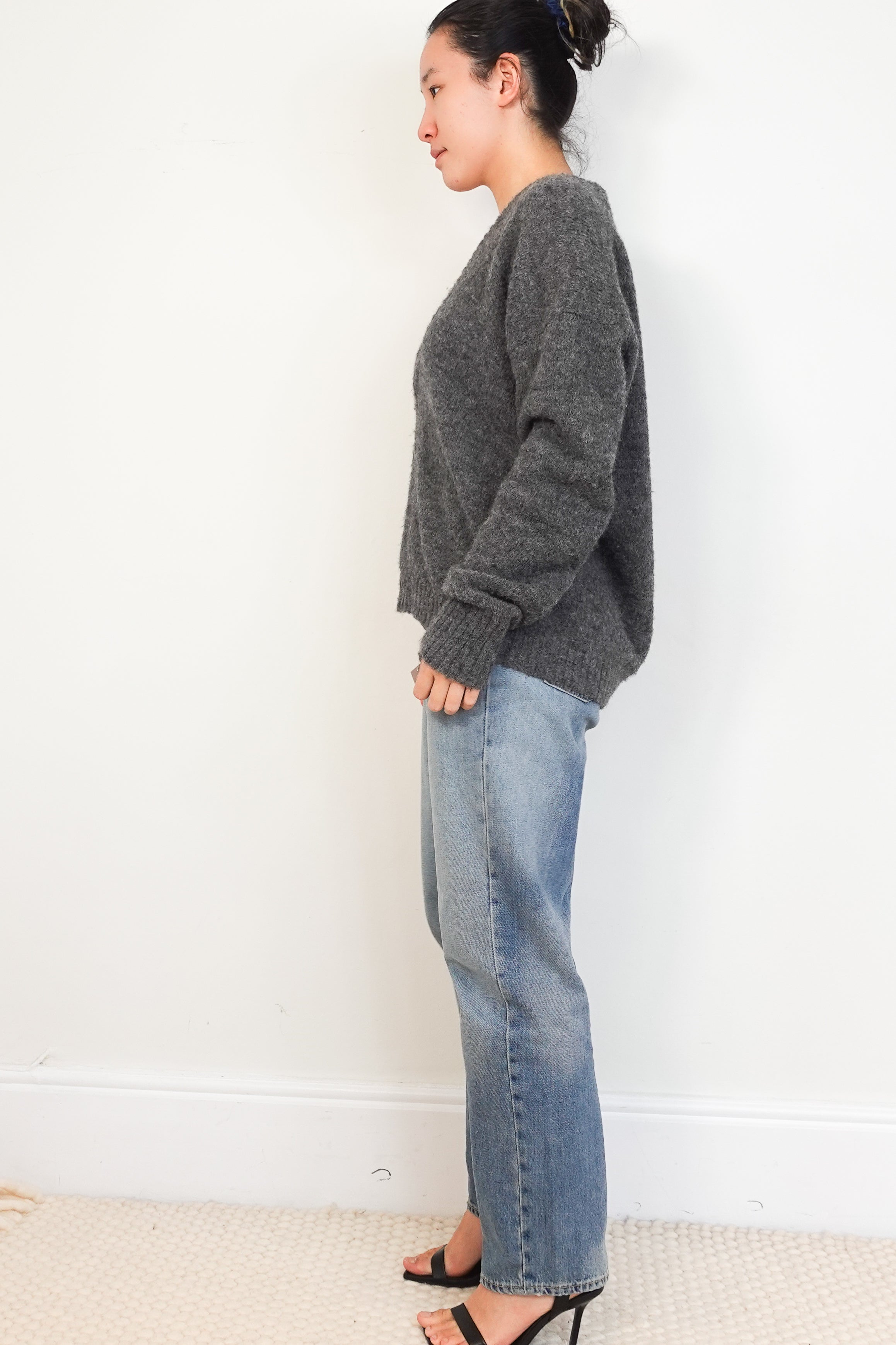 Tibi-Grey-Alpaca-Wool-V-Neck-Jumper-side-picture-Chelsea-London