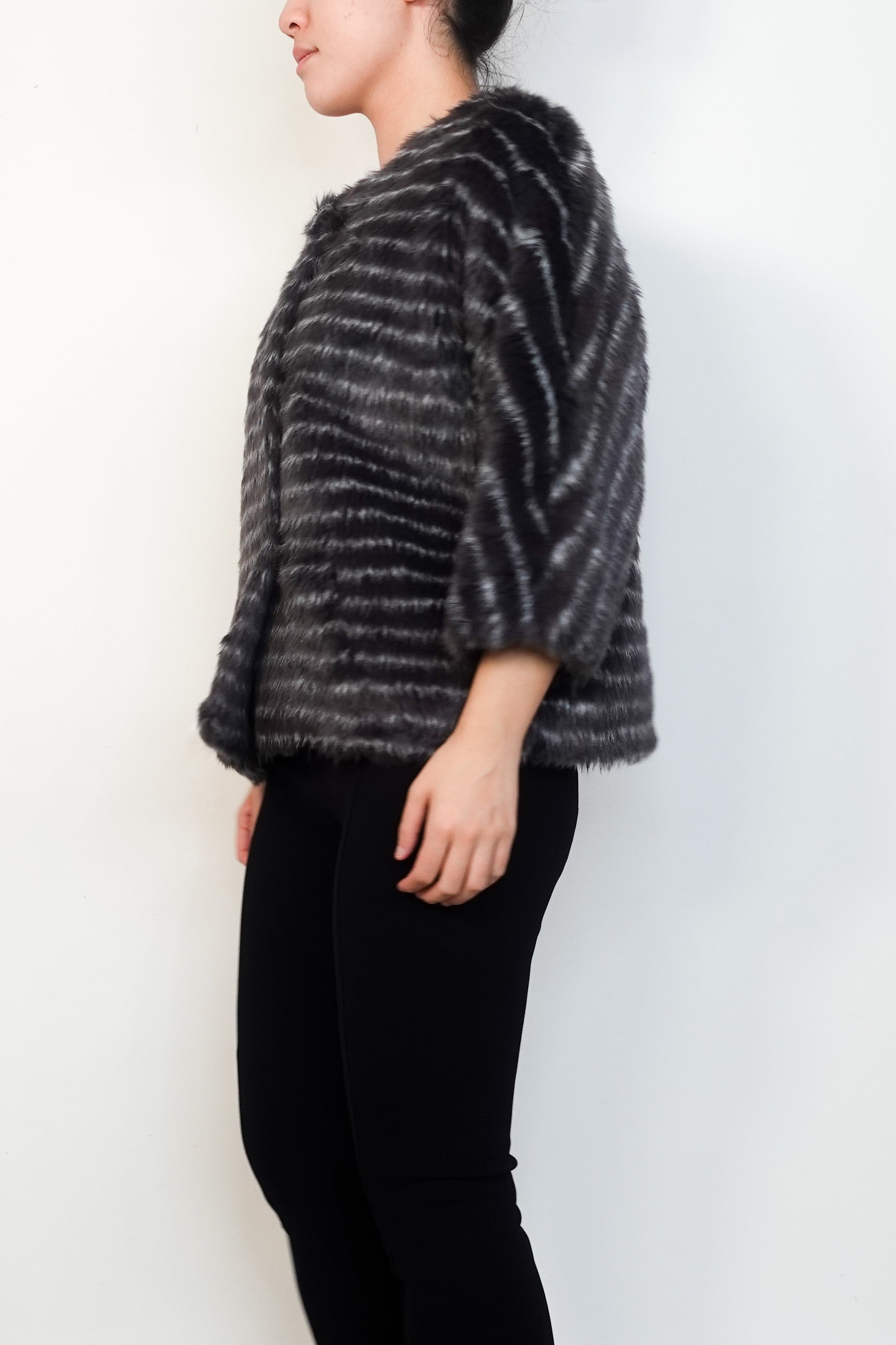 Tibi-Grey-Faux-Fur-Striped-Cropped-Coat-side-picture-Chelsea-London