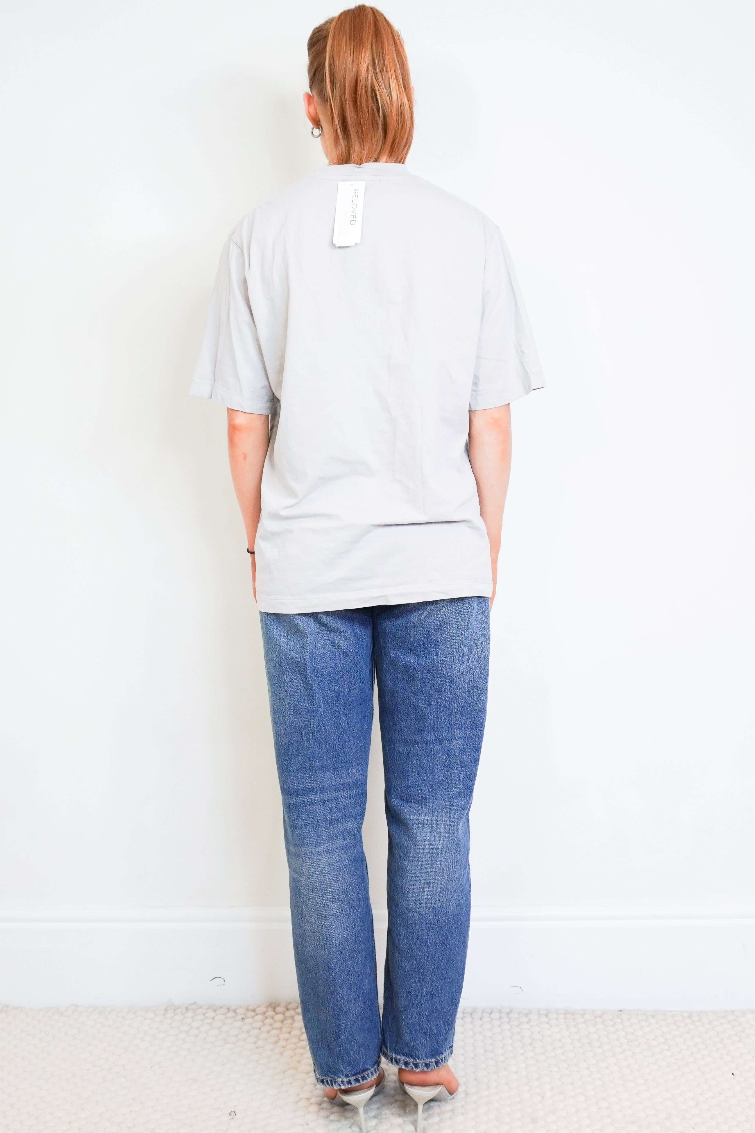 Tibi Grey Cotton Oversized T-Shirt back photo chelsea london