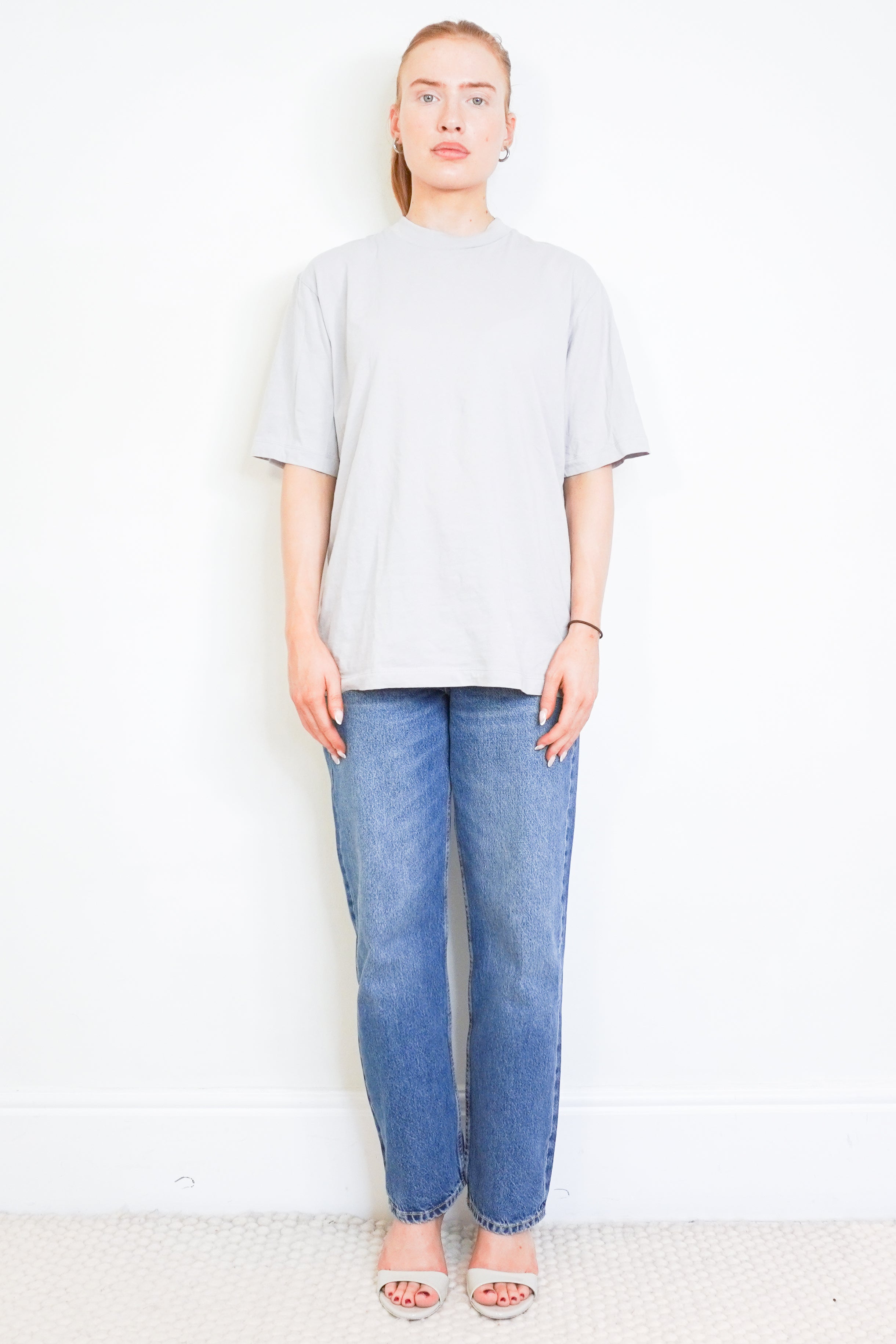 Tibi Grey Cotton Oversized T-Shirt front photo chelsea london