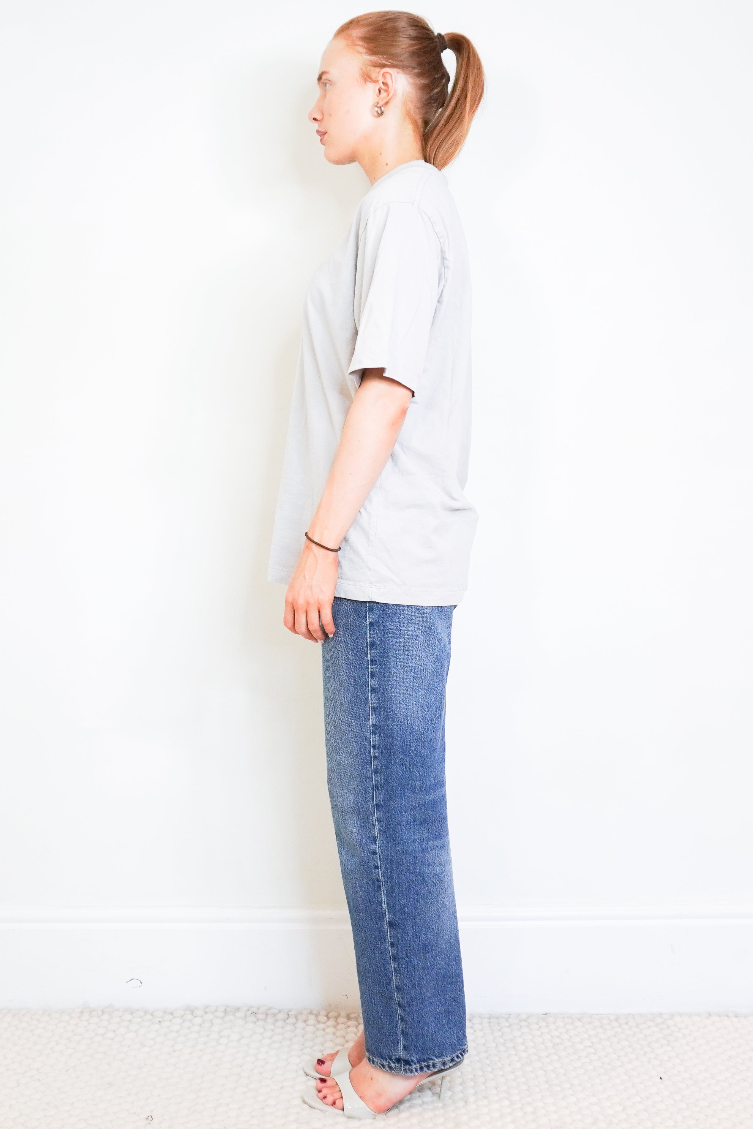 Tibi Grey Cotton Oversized T-Shirt side photo chelsea london