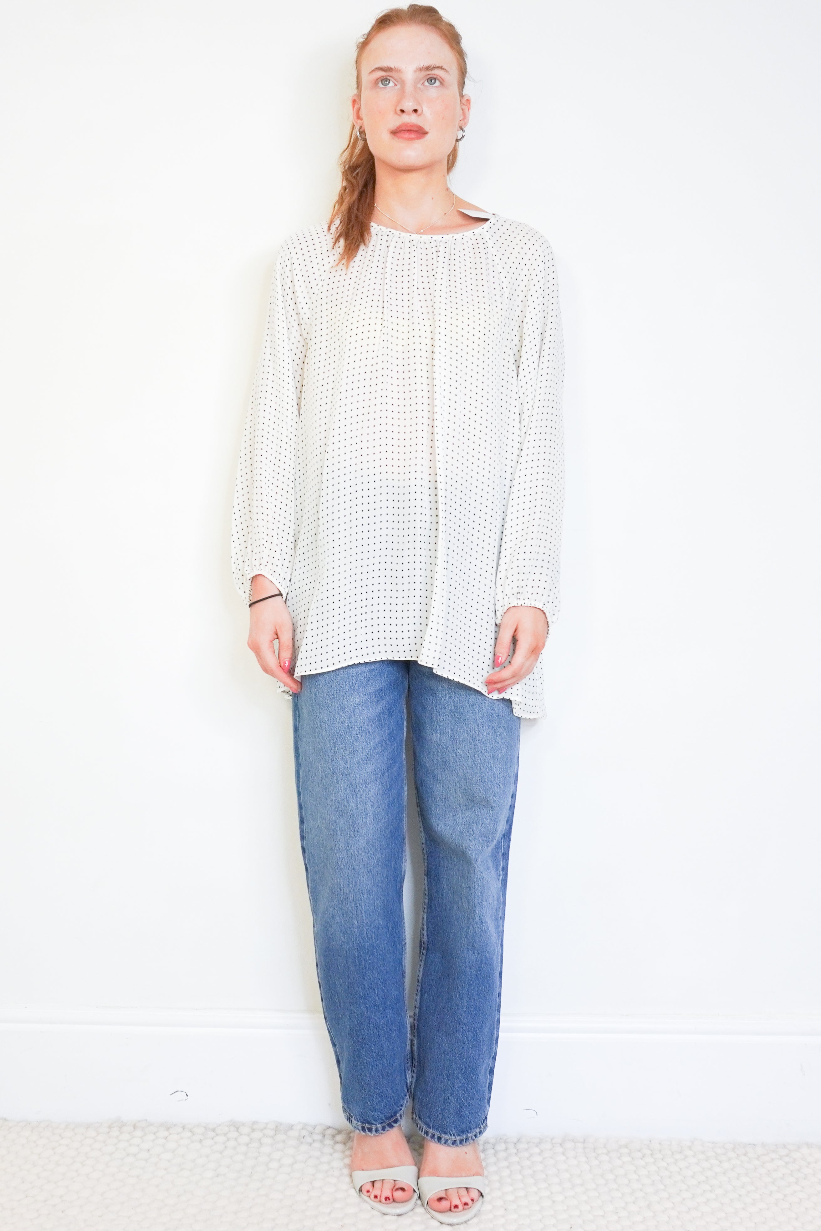 Tibi Ivory Silk Micro Star Print Blouse front photo chelsea london