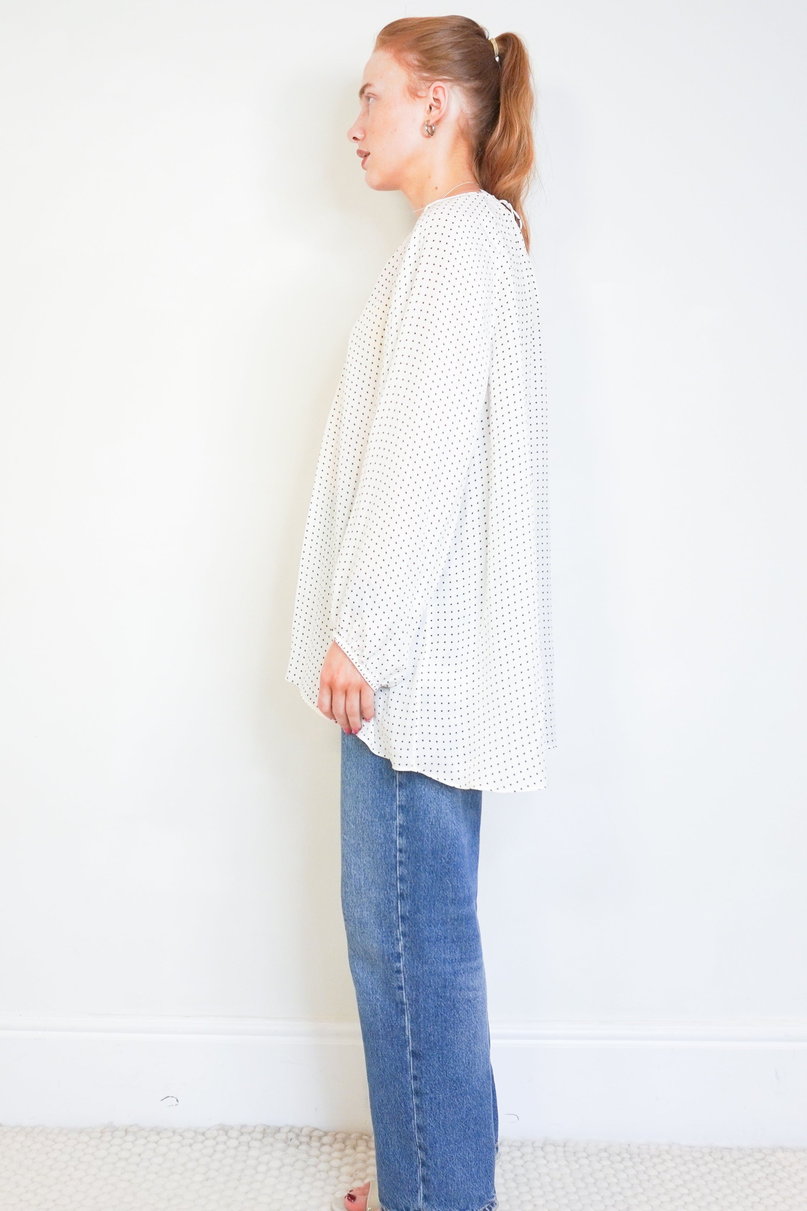 Tibi Ivory Silk Micro Star Print Blouse side photo chelsea london